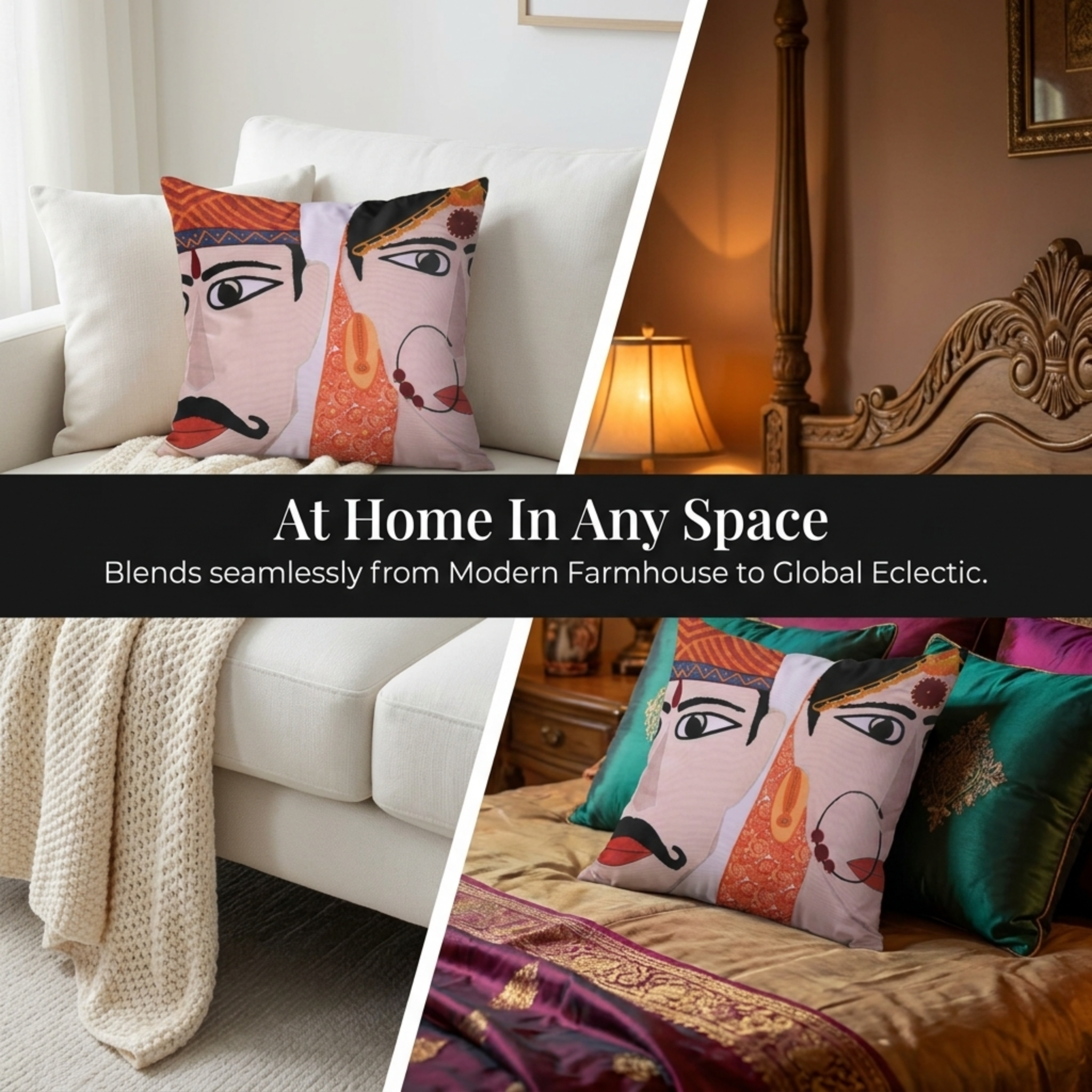 Printed Throw Pillow Covers - 18x18 Inch Decorative Cushion Covers With Zipper Closure