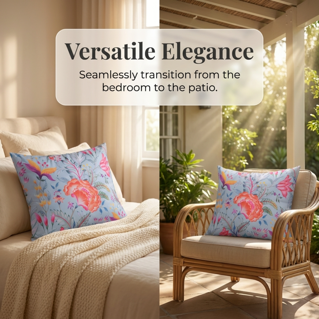 Floral Throw Pillow Cover - Blue 14x20 Pillow Case | Decorative Cushion Cover