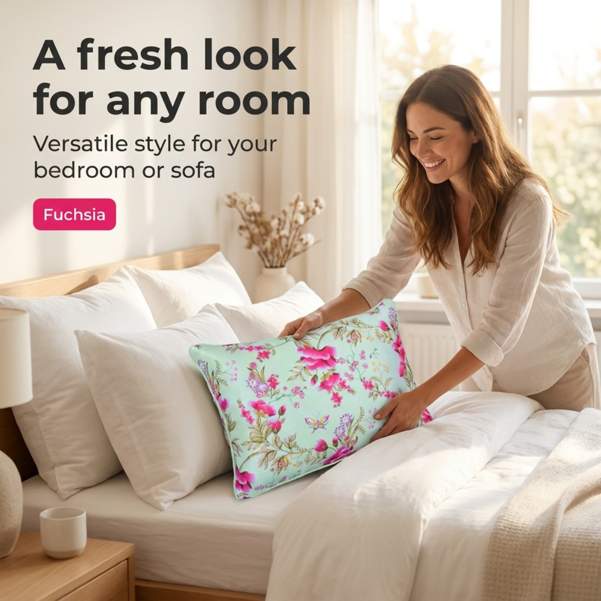Floral Throw Pillow Covers - 14x20 Inch Decorative Cushion Covers | Zipper Closure