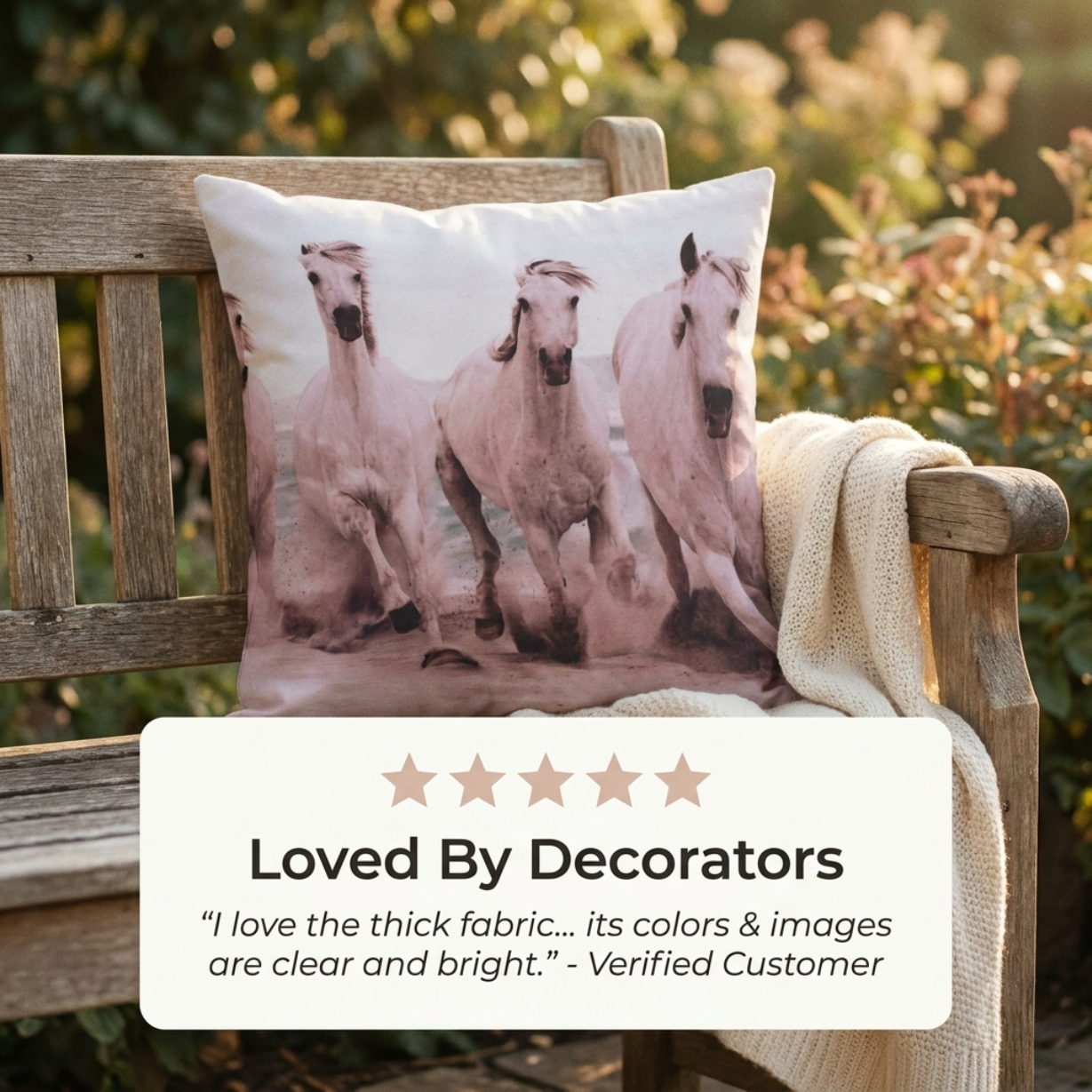 Horse Throw Pillow - 18x18 Inch Decorative Pillow Covers With Zipper Closure
