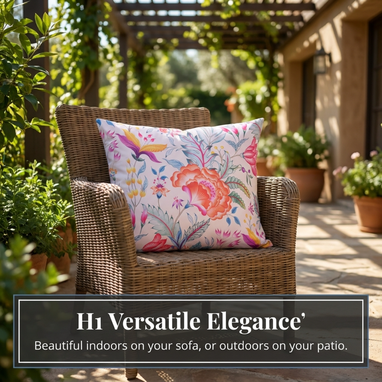 Floral Throw Pillow Cover - 14 x 20 Inches | Multi-Color Decorative Cushion
