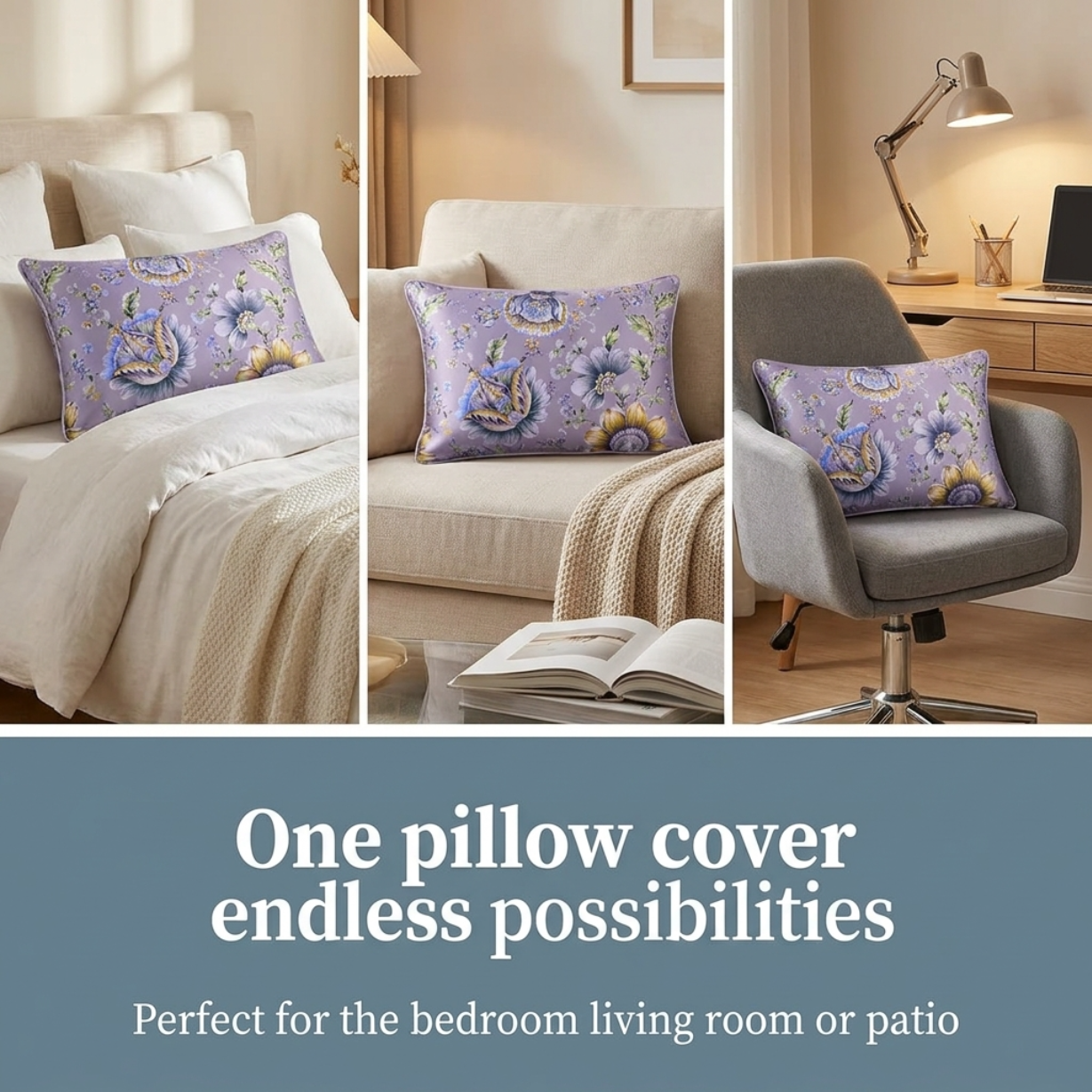 Floral Throw Pillow Covers - 14 x 20 Inches | Premium Fabric Cushion Cases