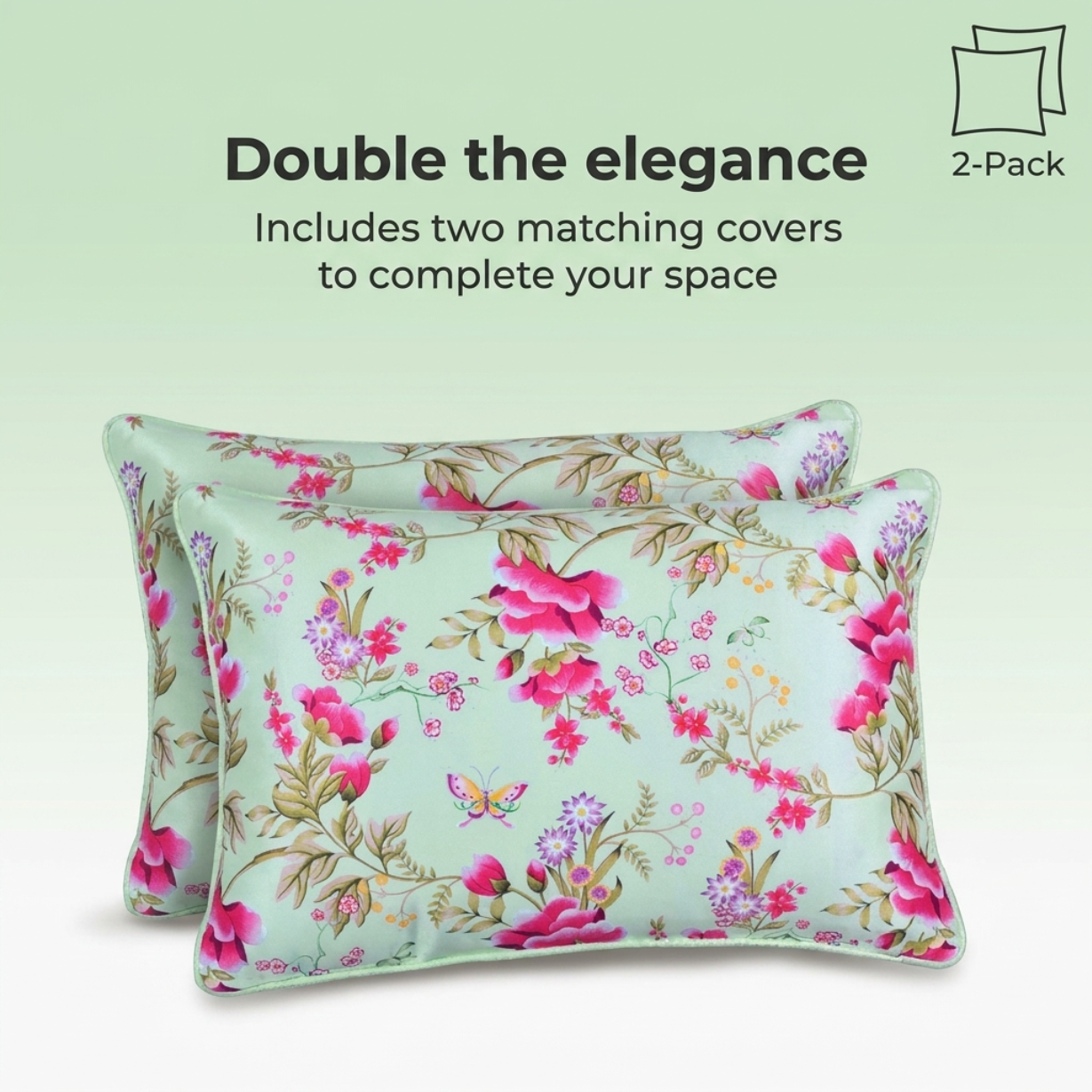 Floral Throw Pillow Covers - 14x20 Inch Decorative Cushion Covers | Zipper Closure