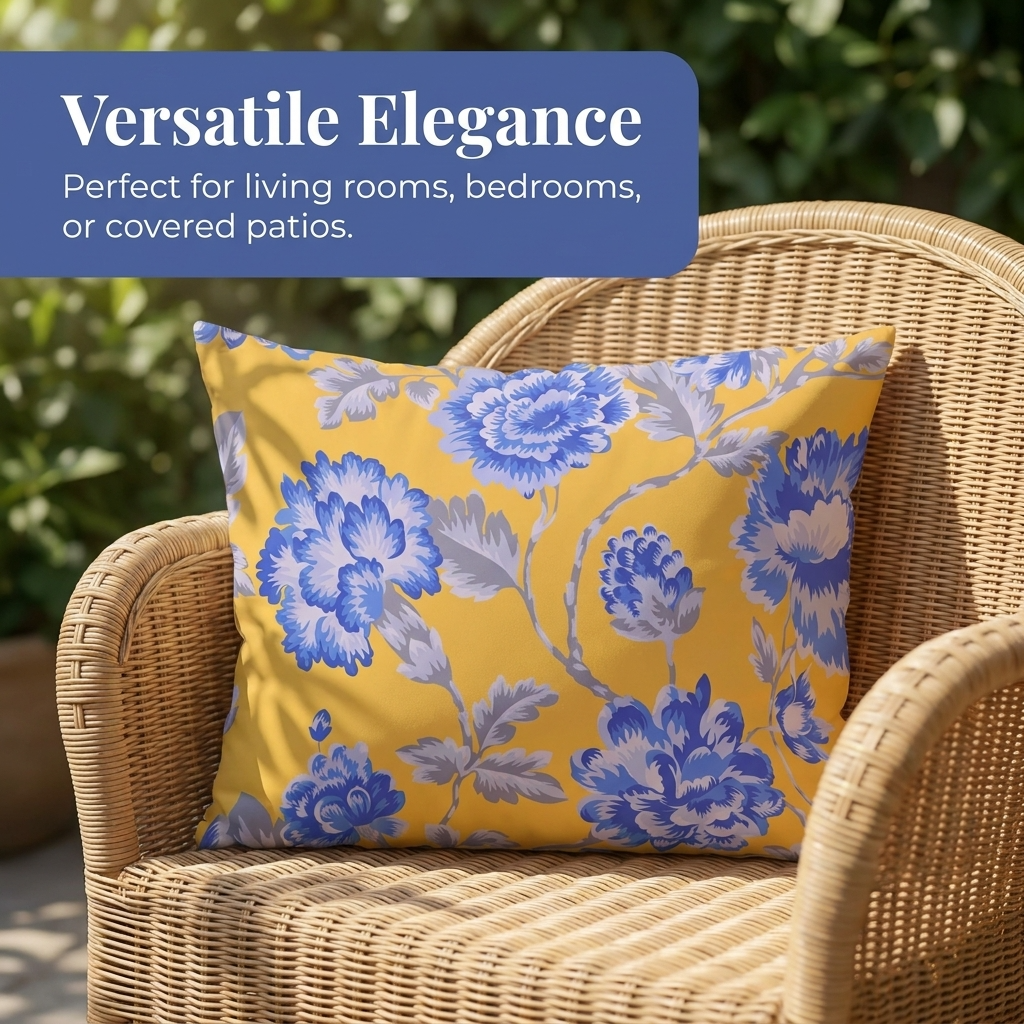 Floral Throw Pillow Covers - 14x20 Inch Decorative Cushion Covers with Zipper