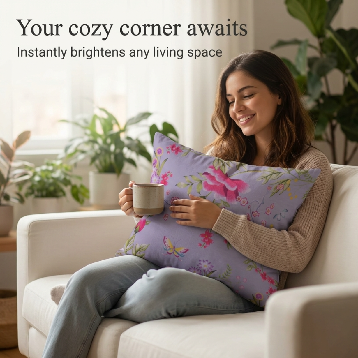 Floral Throw Pillow Covers - 14 x 20 Inch Soft Polyester Cushion Cases