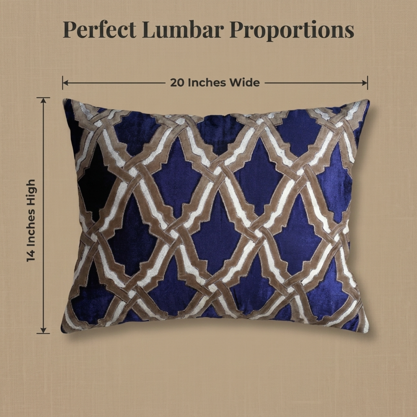 Navy Blue Throw Pillow - Embroidered Linen Cushion Covers Set 18 x 18 Inches