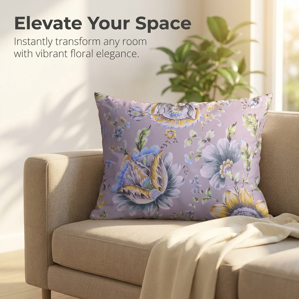 Floral Throw Pillow Covers - 20 x 20 Inches | Printed Cushion Covers, Soft Fabric
