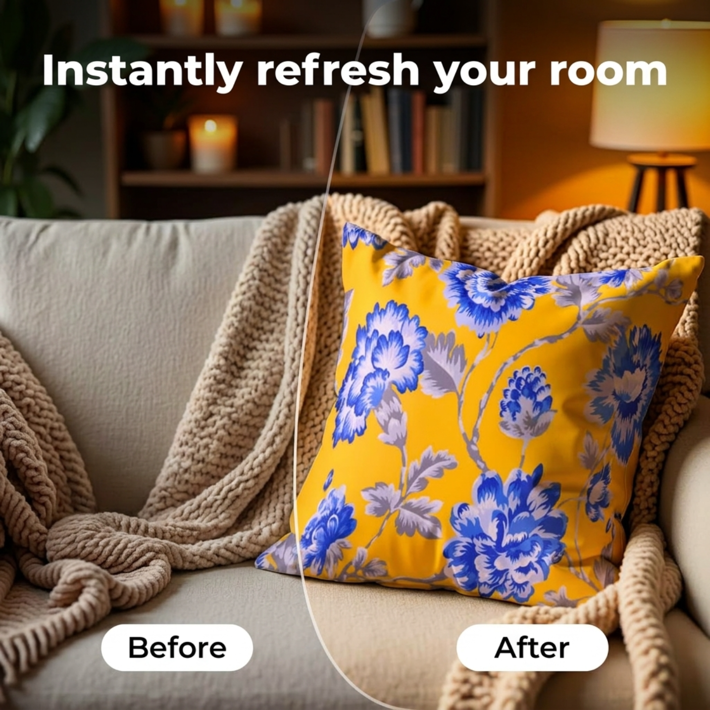 Floral Throw Pillow Covers - 20 x 20 Inches | Yellow Floral Cushion Covers