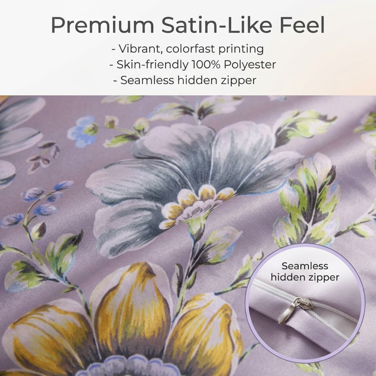 Floral Throw Pillow Covers - 20 x 20 Inches | Printed Cushion Covers, Soft Fabric