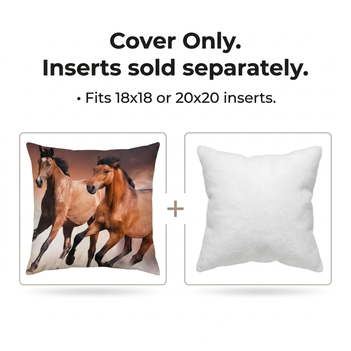 Horse Throw Pillow - Decorative 18x18 Inch Polyester Pillow Covers With Zipper Closure