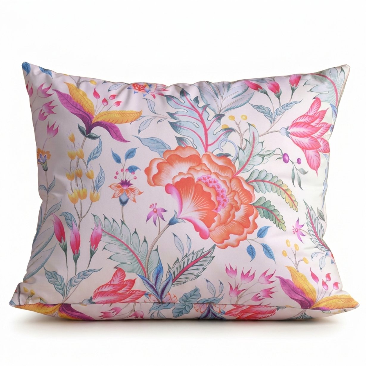 Floral Throw Pillow Cover - 14 x 20 Inches | Multi-Color Decorative Cushion