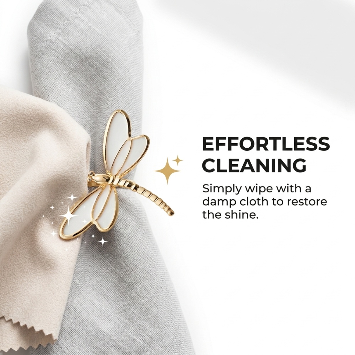 Gold Dragonfly Napkin Rings – Elegant Rust Resistant Table Decor Rings Set
