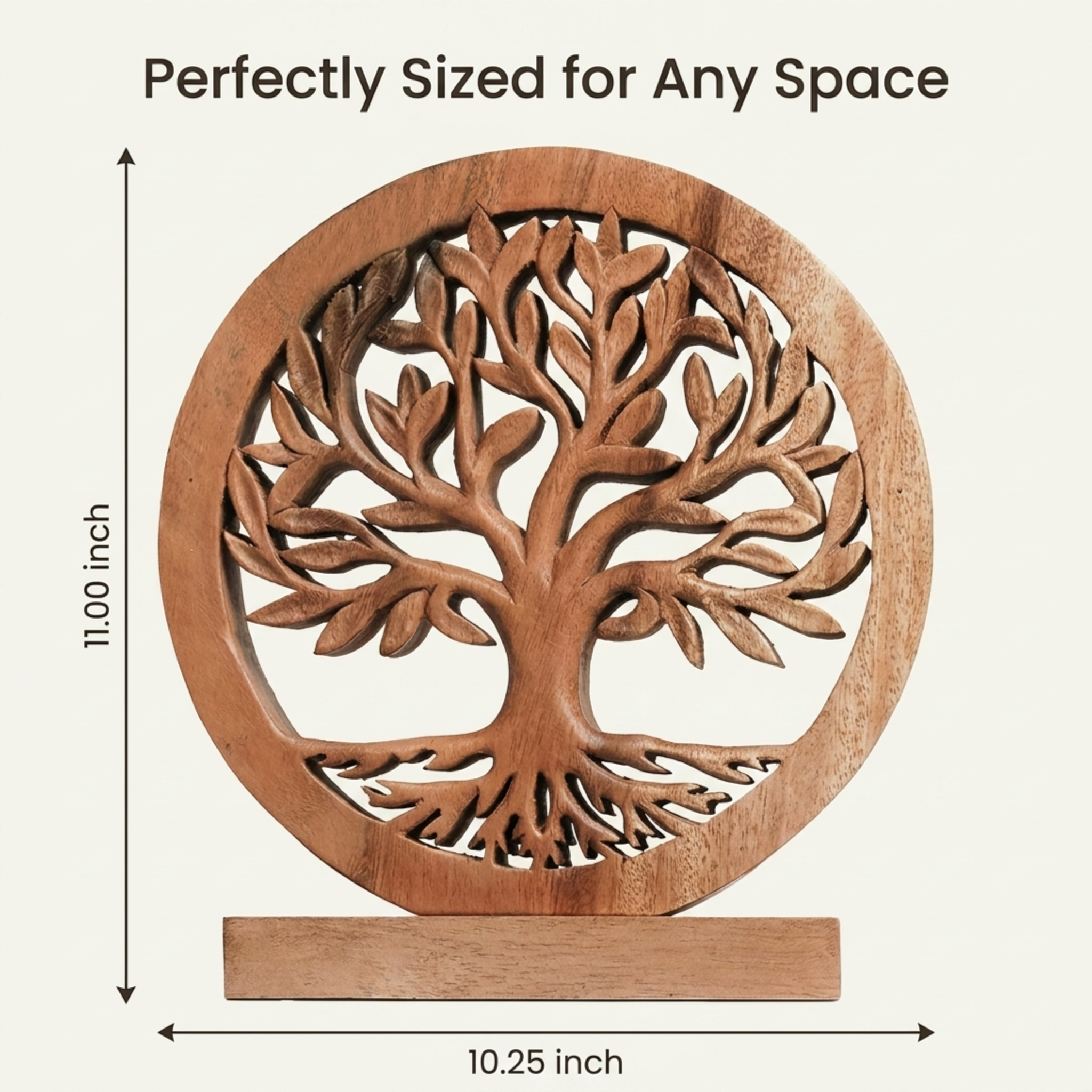 Tree of Life Sculpture - Medium Handmade Wooden Art | Acacia Wood Decor Gift