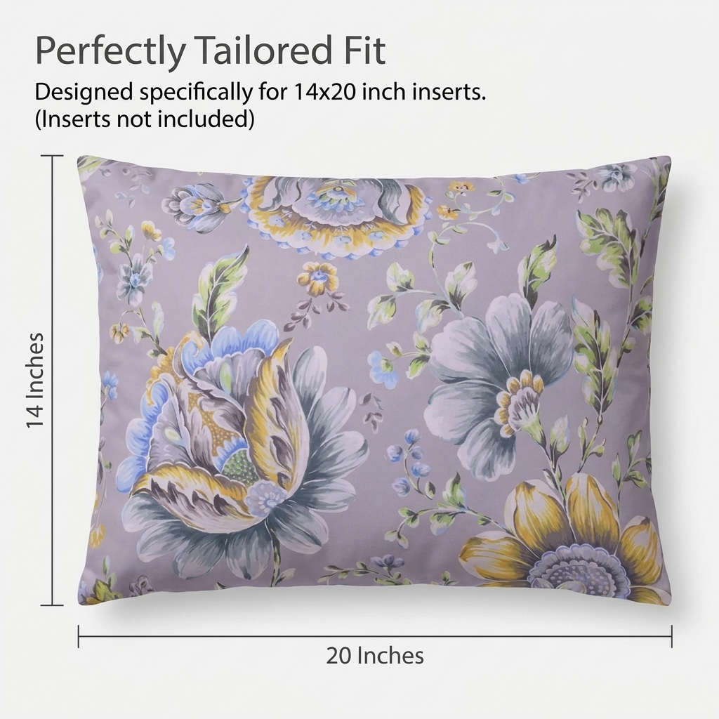 Floral Throw Pillow Covers - 20 x 20 Inches | Printed Cushion Covers, Soft Fabric