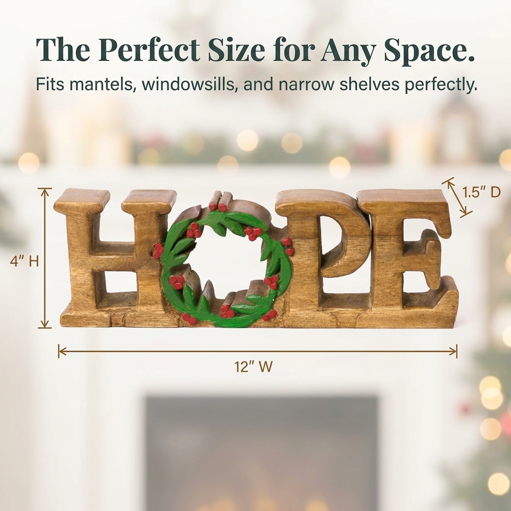 Wooden Hope Sculpture – Handmade Acacia Wood Sign | Inspirational Home Accent