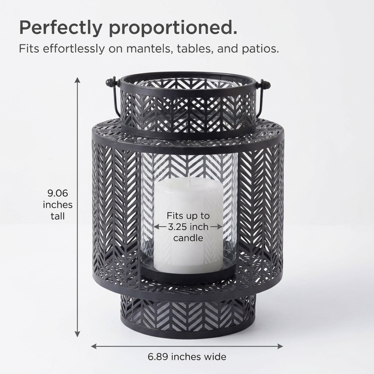 Hanging Candle Lantern – Black Mesh Lantern Design with Cozy Flickering Light