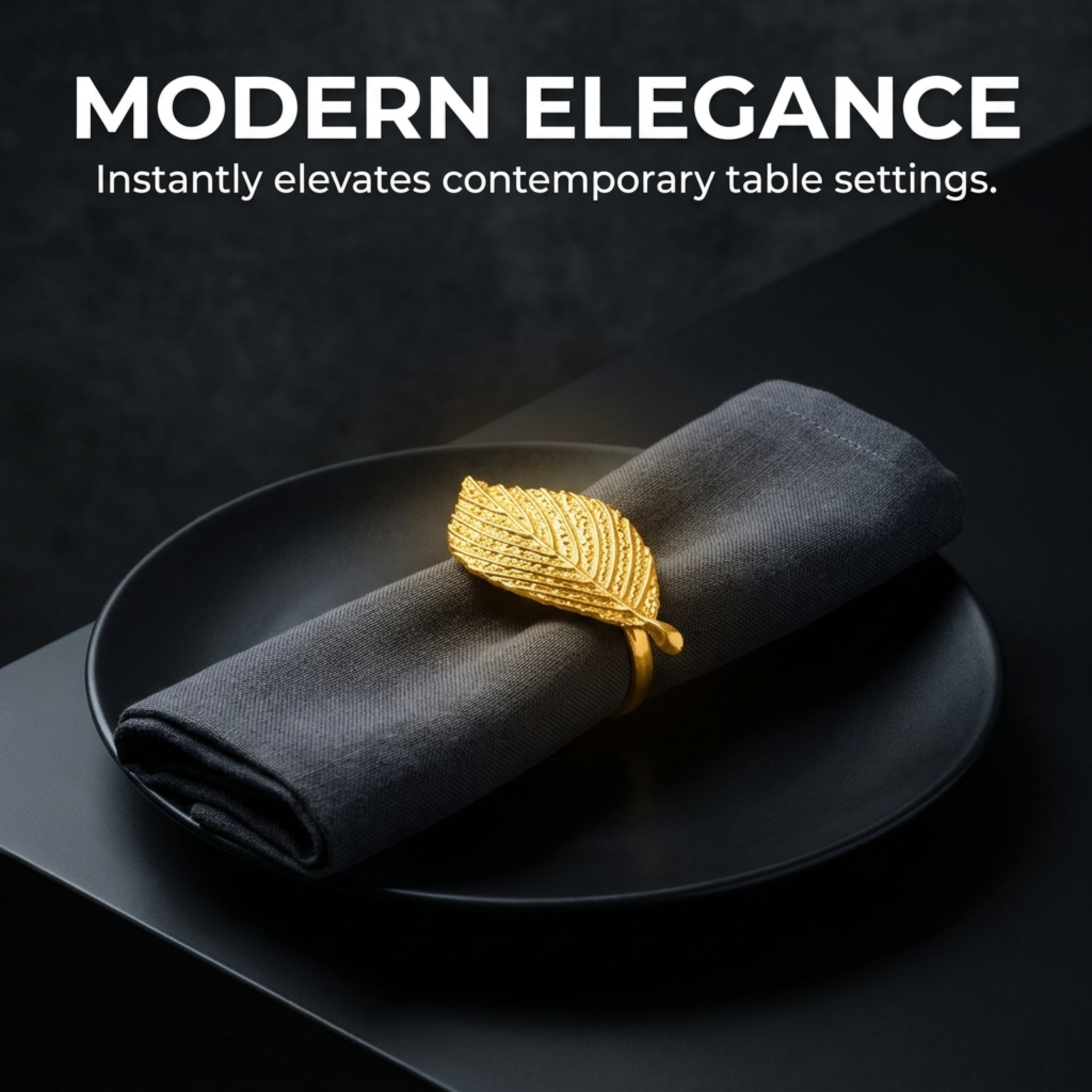 Gold Leaf Napkin Rings – Elegant Rust Resistant Table Decor Rings for Dining