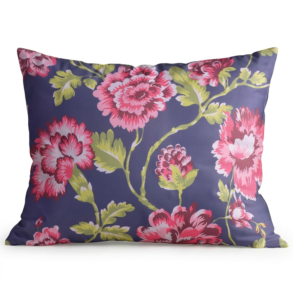 Floral Throw Pillow Covers - 14 x 20 Inch Decorative Cushion Cases | Dark Blue