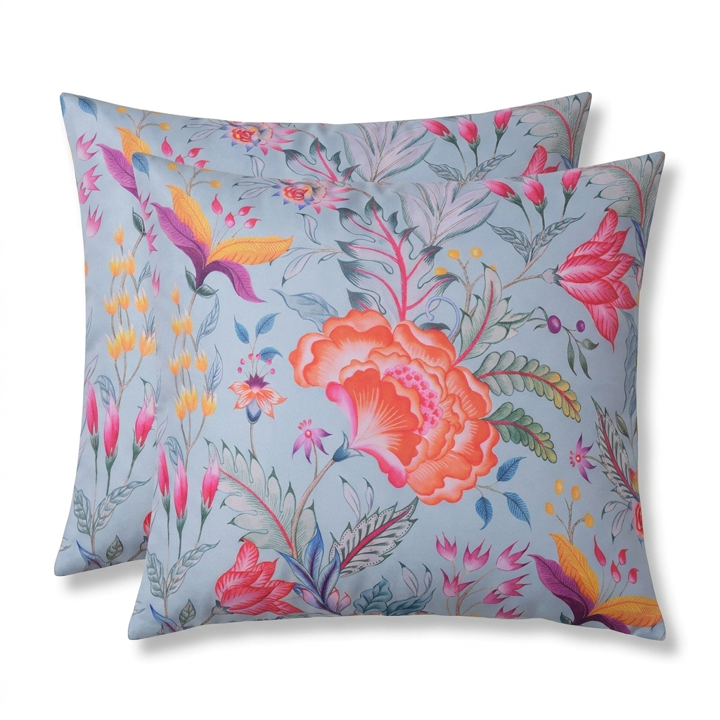Floral Throw Pillow Cover - Blue 14x20 Pillow Case | Decorative Cushion Cover