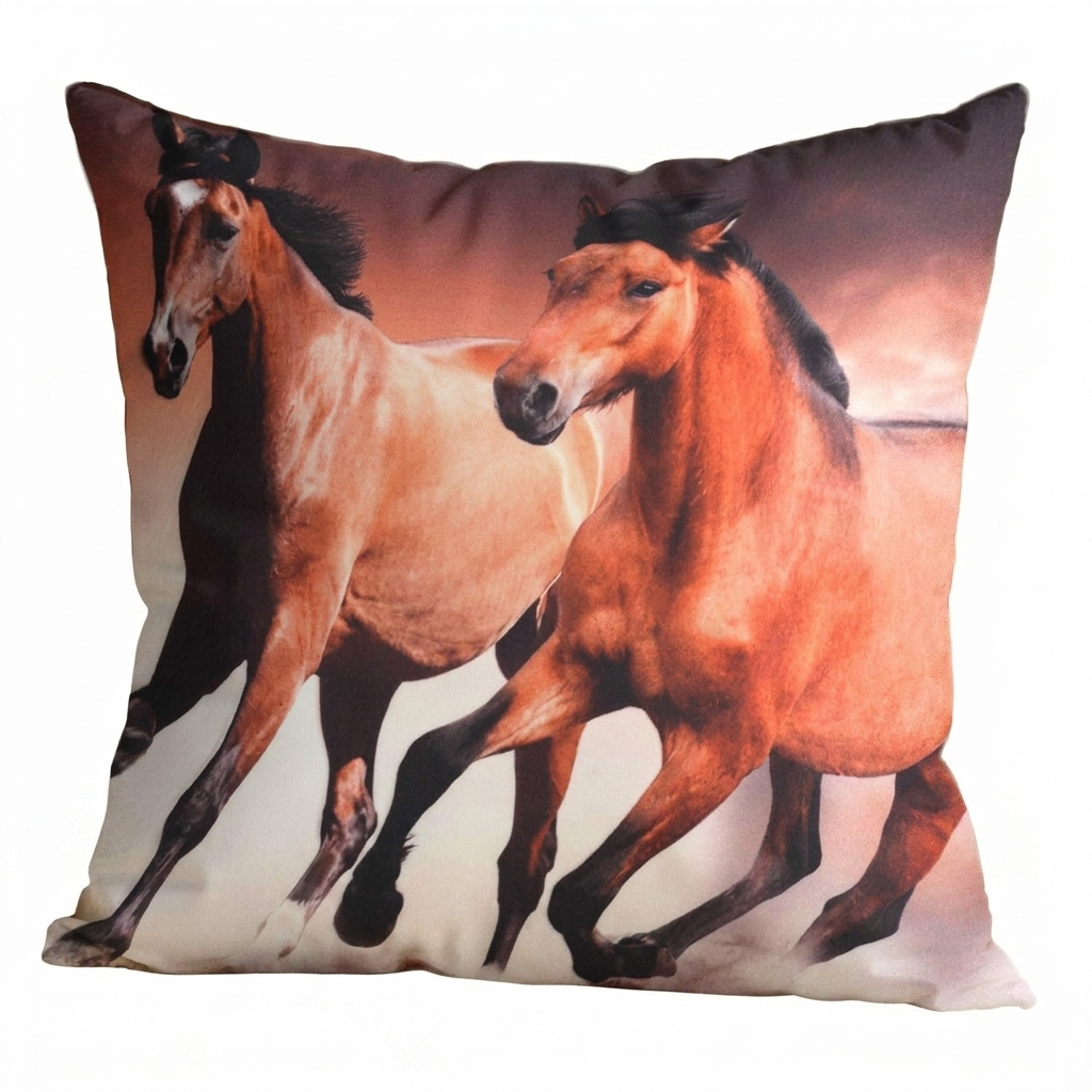 Horse Throw Pillow - Decorative 18x18 Inch Polyester Pillow Covers With Zipper Closure