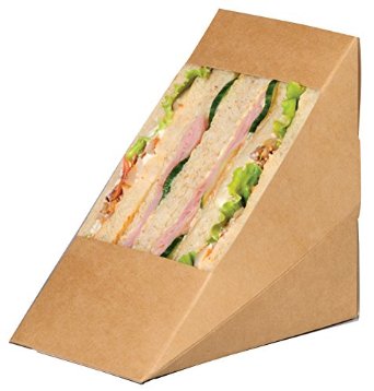 Packnwood 209KCK7212 Kraft Double Sandwich Wedge Box with Window
