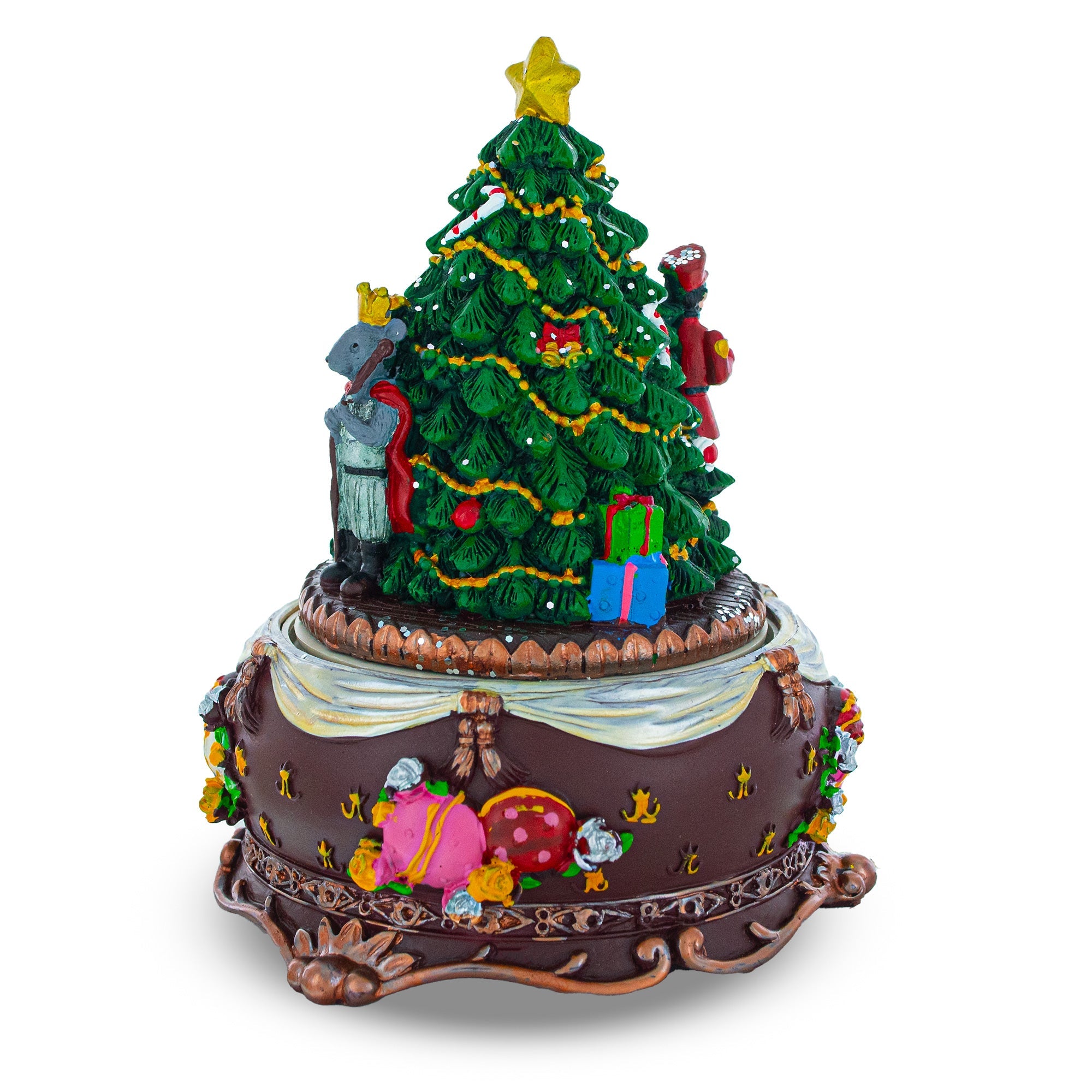 Animated Nutcracker Ballerina Christmas Figurine - Rotating Tree Music Box