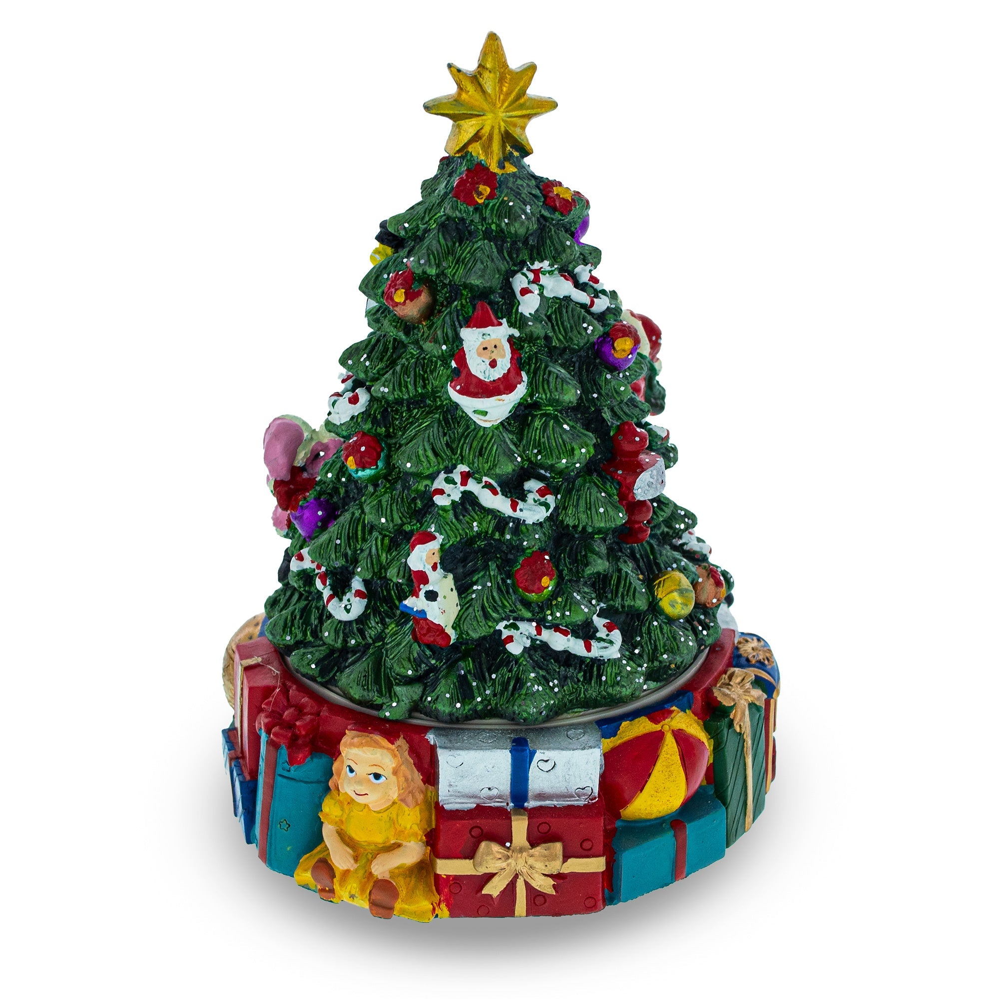Animated Musical Christmas Tree Figurine - Rotating Deck the Halls Music Box
