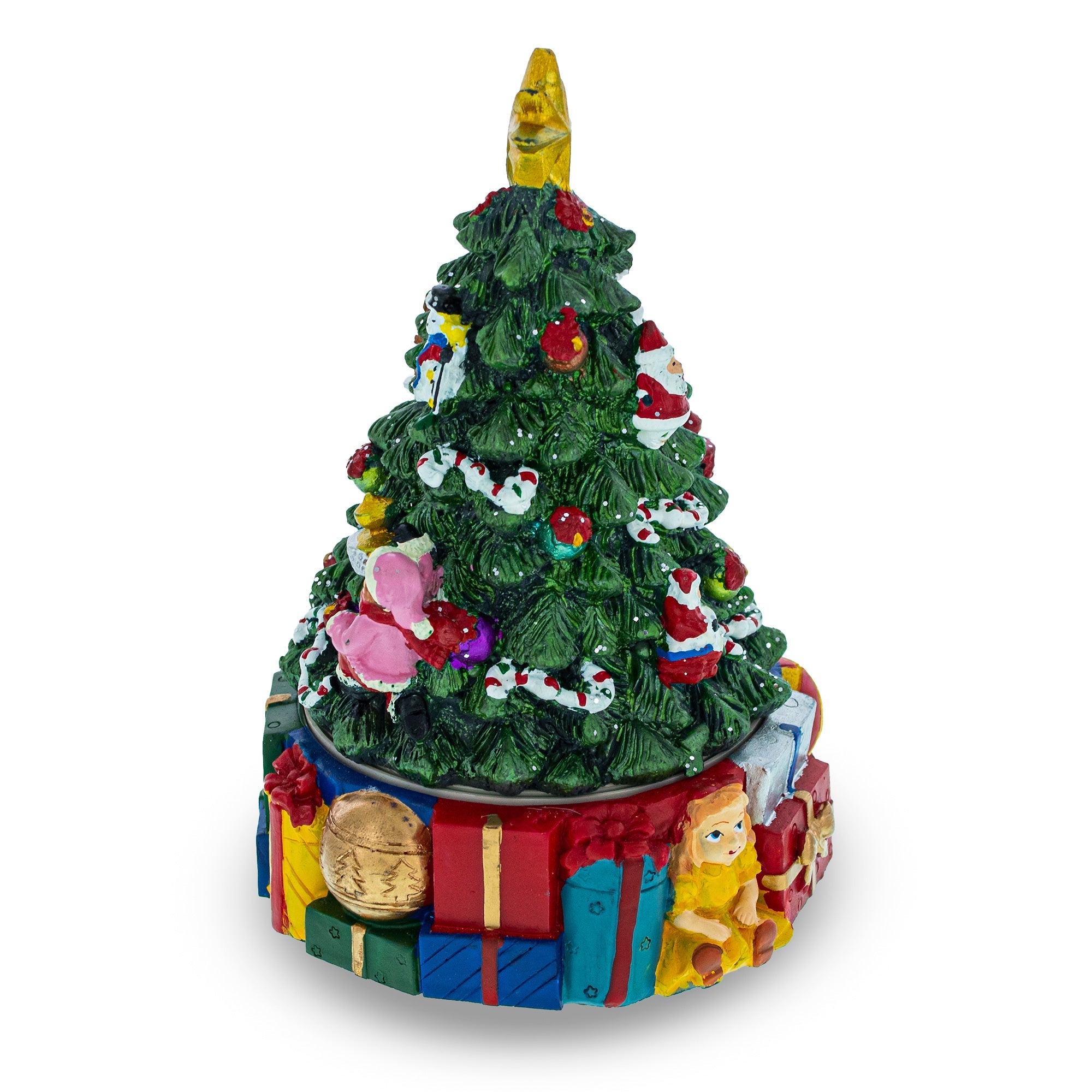 Animated Musical Christmas Tree Figurine - Rotating Deck the Halls Music Box