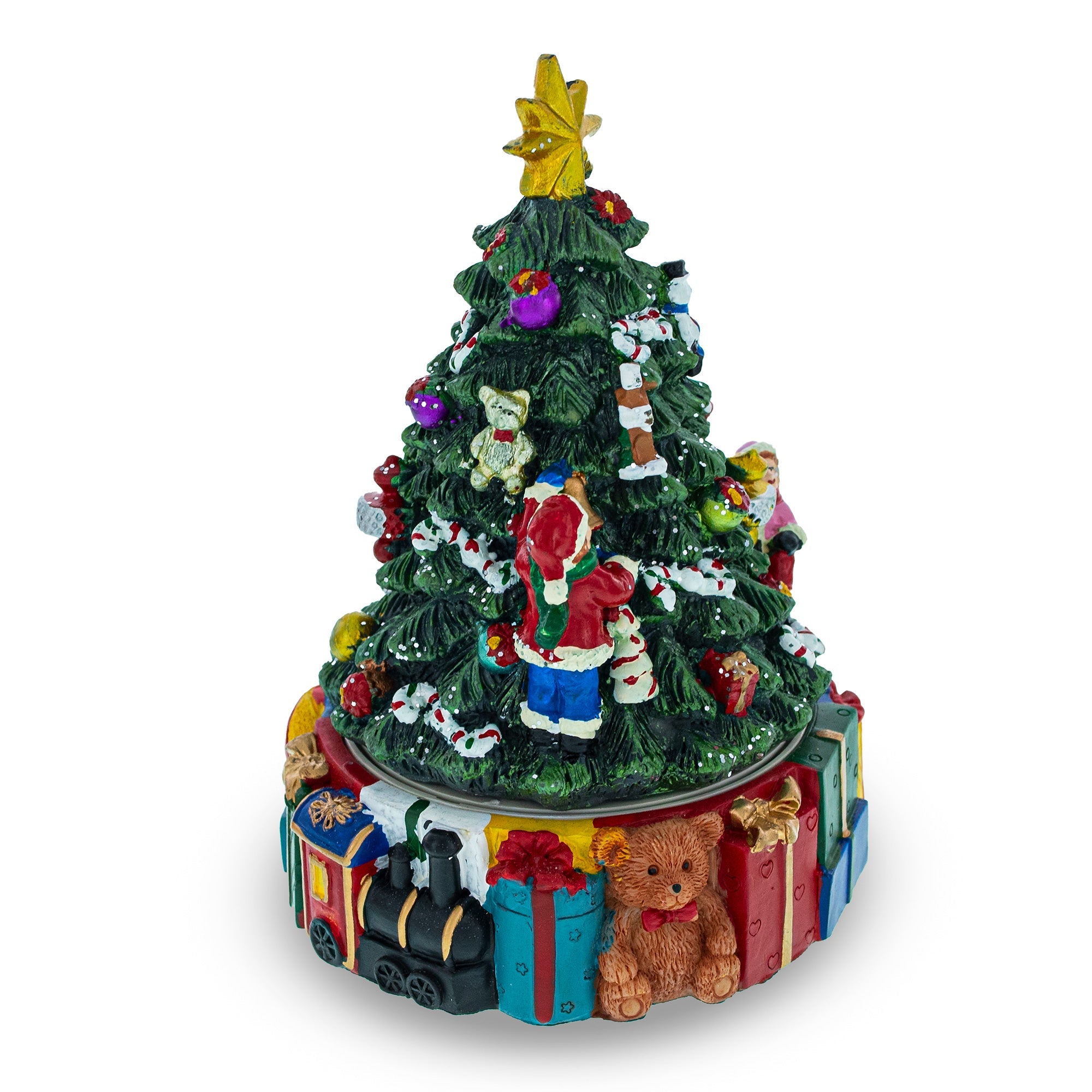 Animated Musical Christmas Tree Figurine - Rotating Deck the Halls Music Box