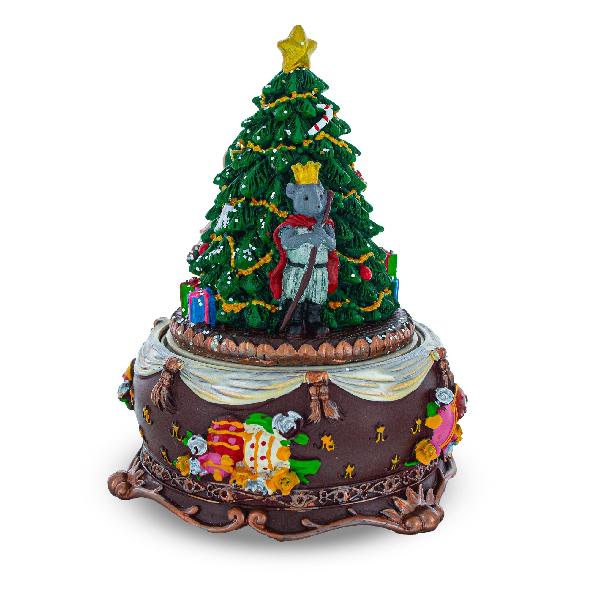 Animated Nutcracker Ballerina Christmas Figurine - Rotating Tree Music Box