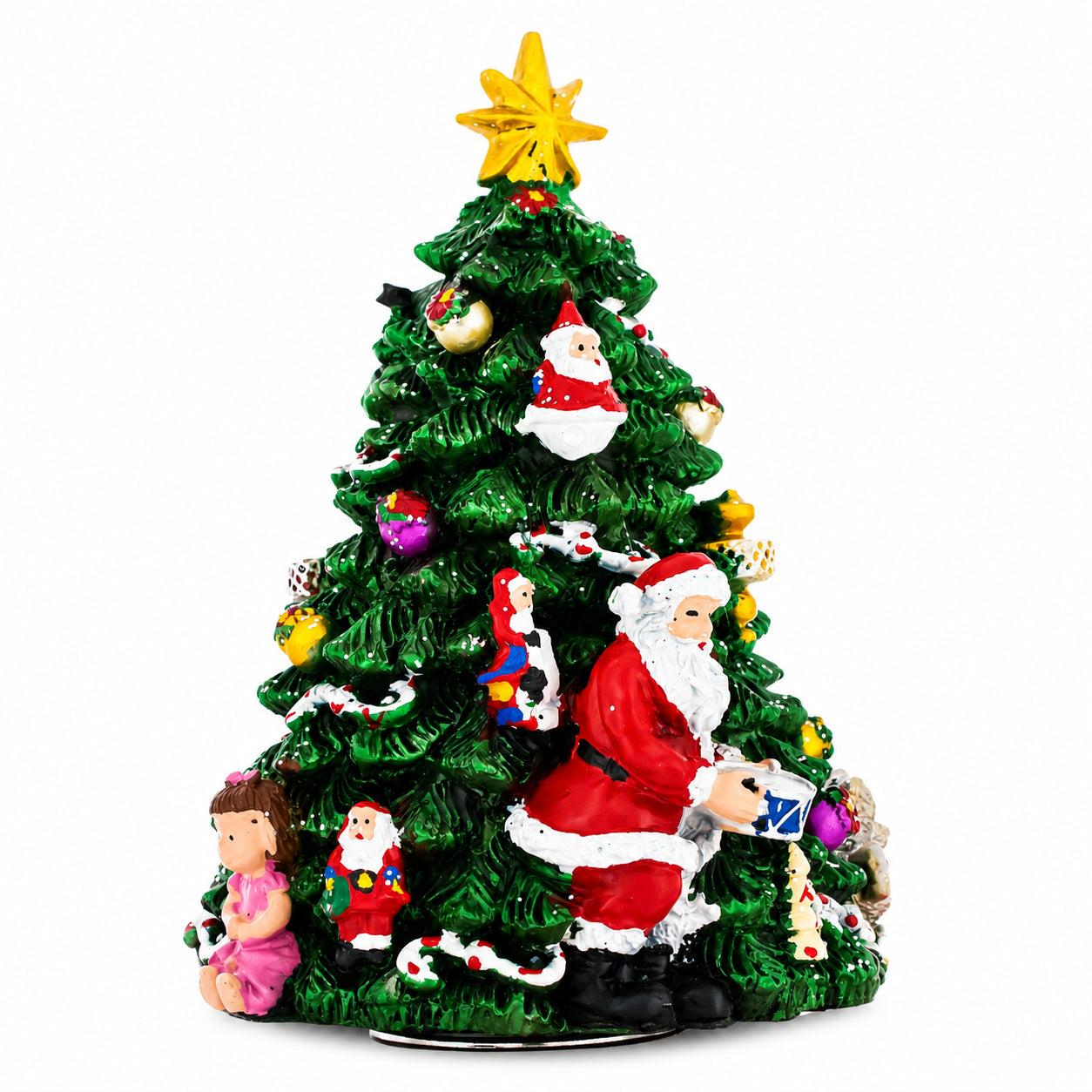 Santa Drummer Rotating Musical Christmas Tree Figurine