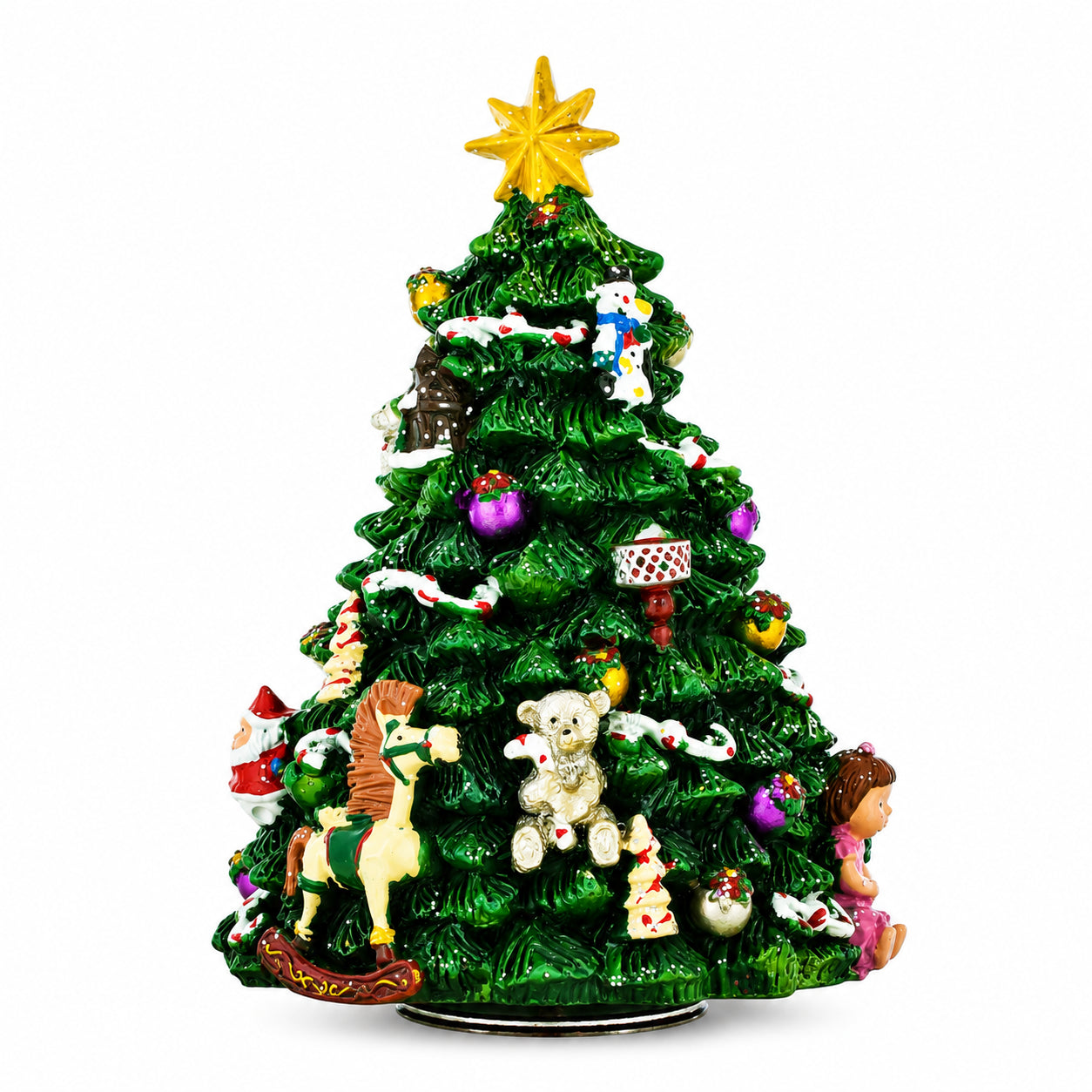 Santa Drummer Rotating Musical Christmas Tree Figurine