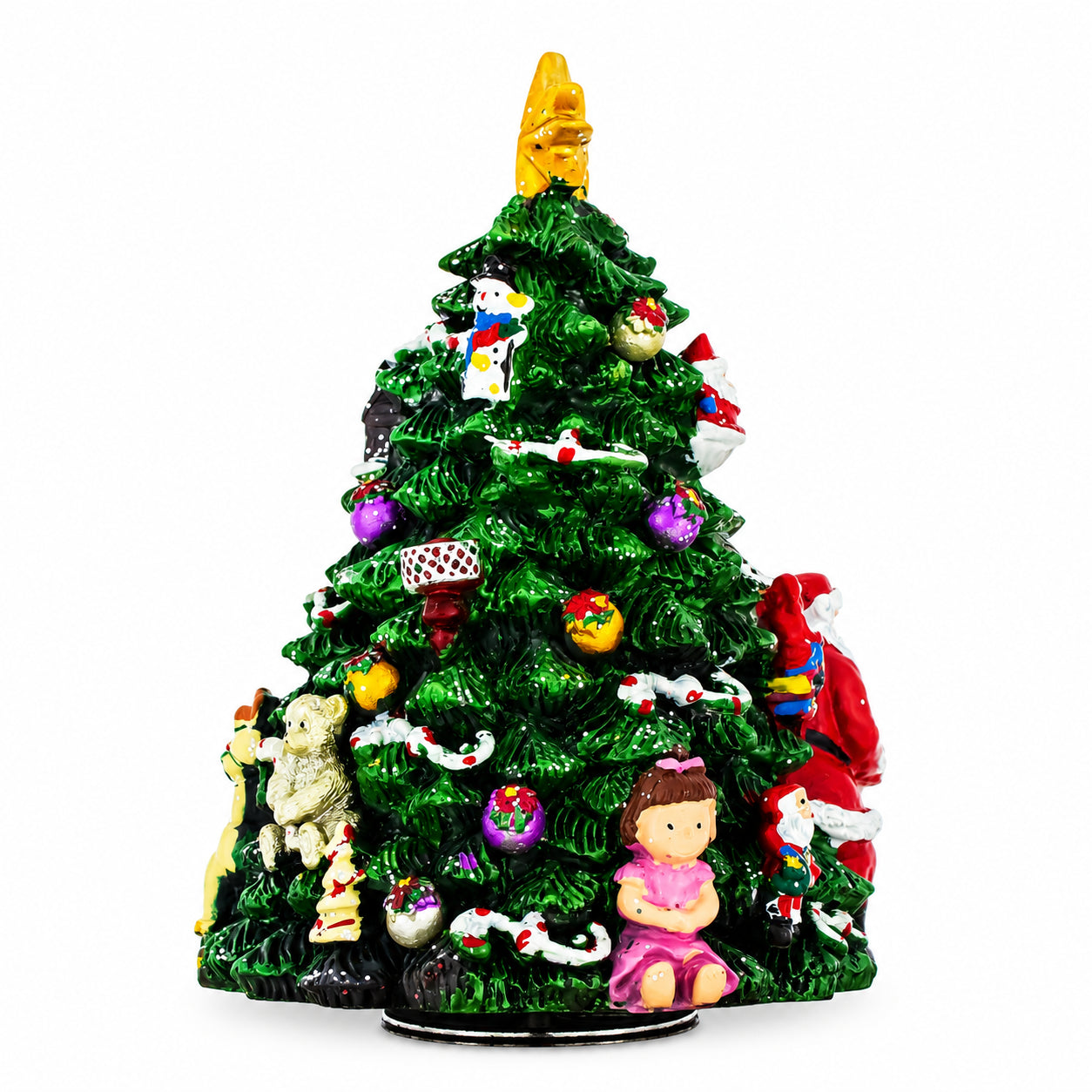 Santa Drummer Rotating Musical Christmas Tree Figurine