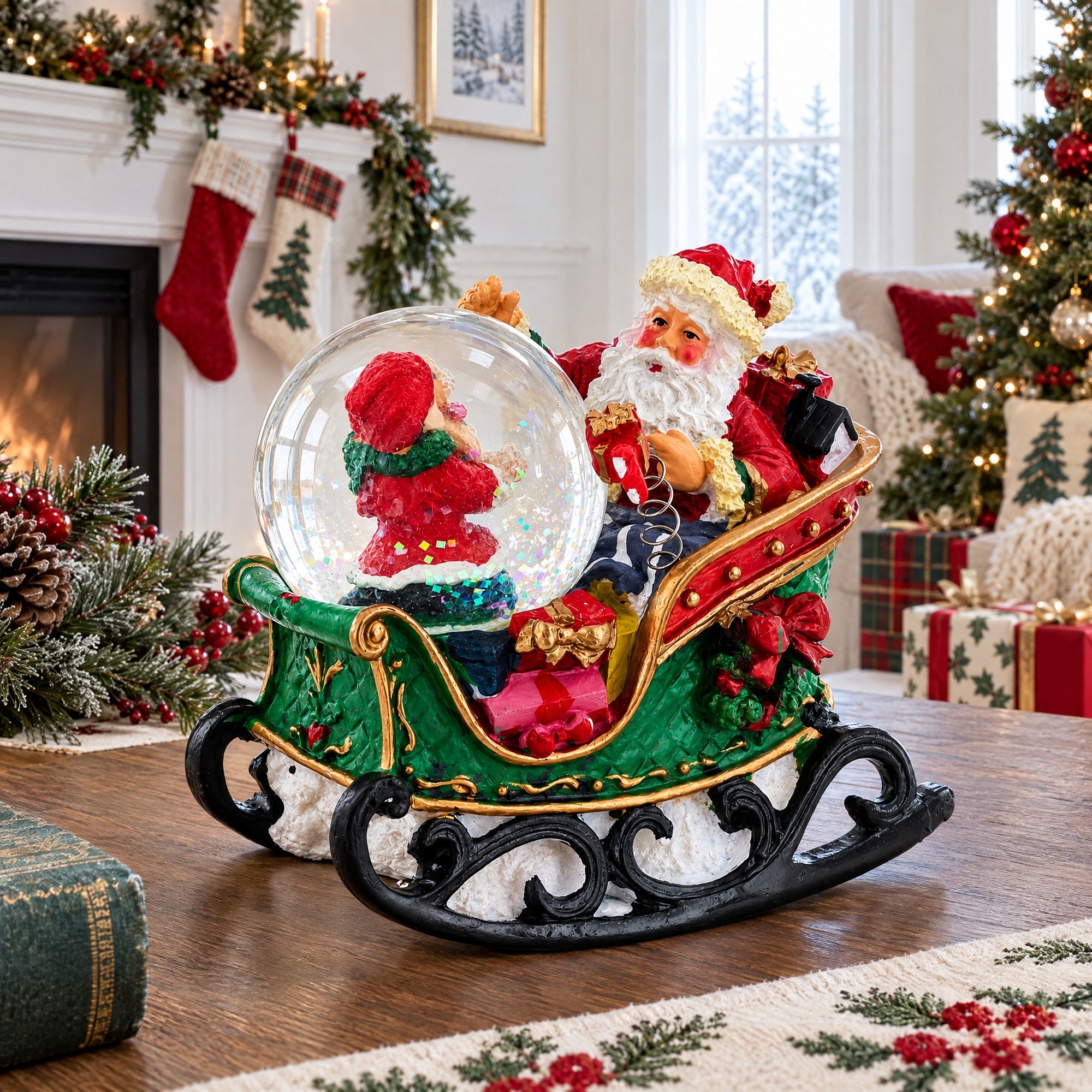 Santa's Joyful Sleigh Ride Mini Snow Water Globe