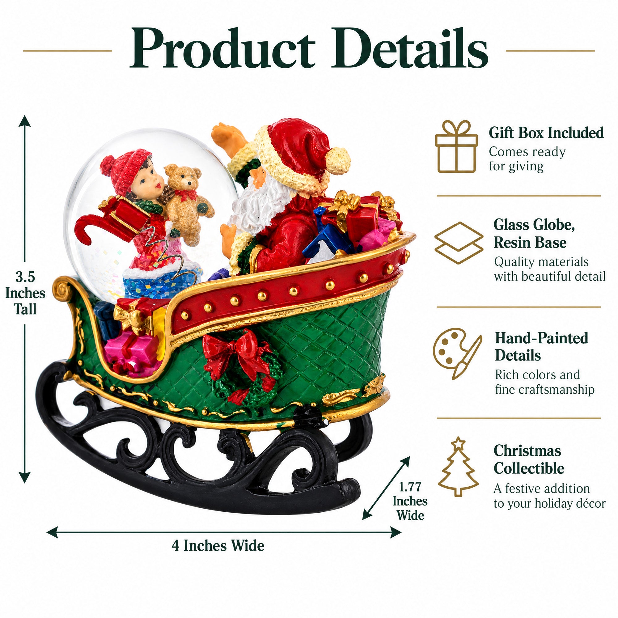 Santa's Joyful Sleigh Ride Mini Snow Water Globe