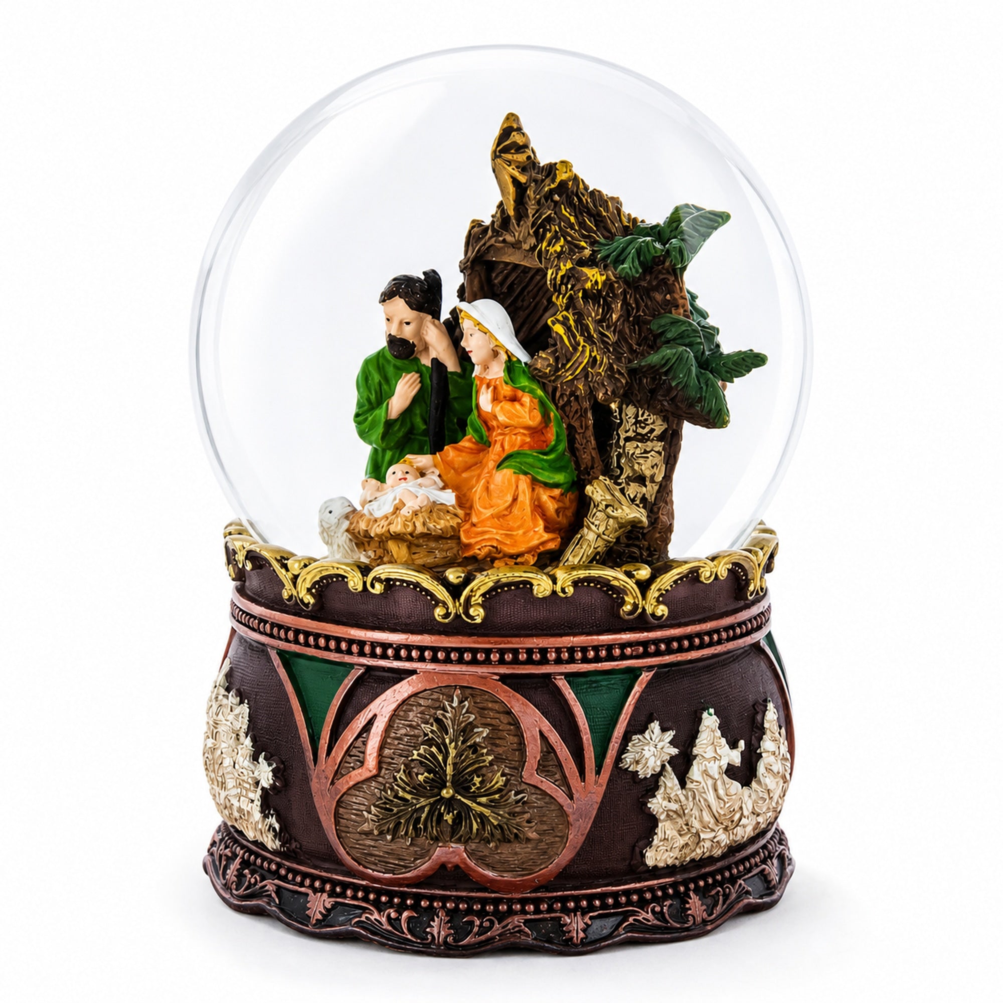 Nativity Serenity Water Snow Globe with "Silent Night" Music Box