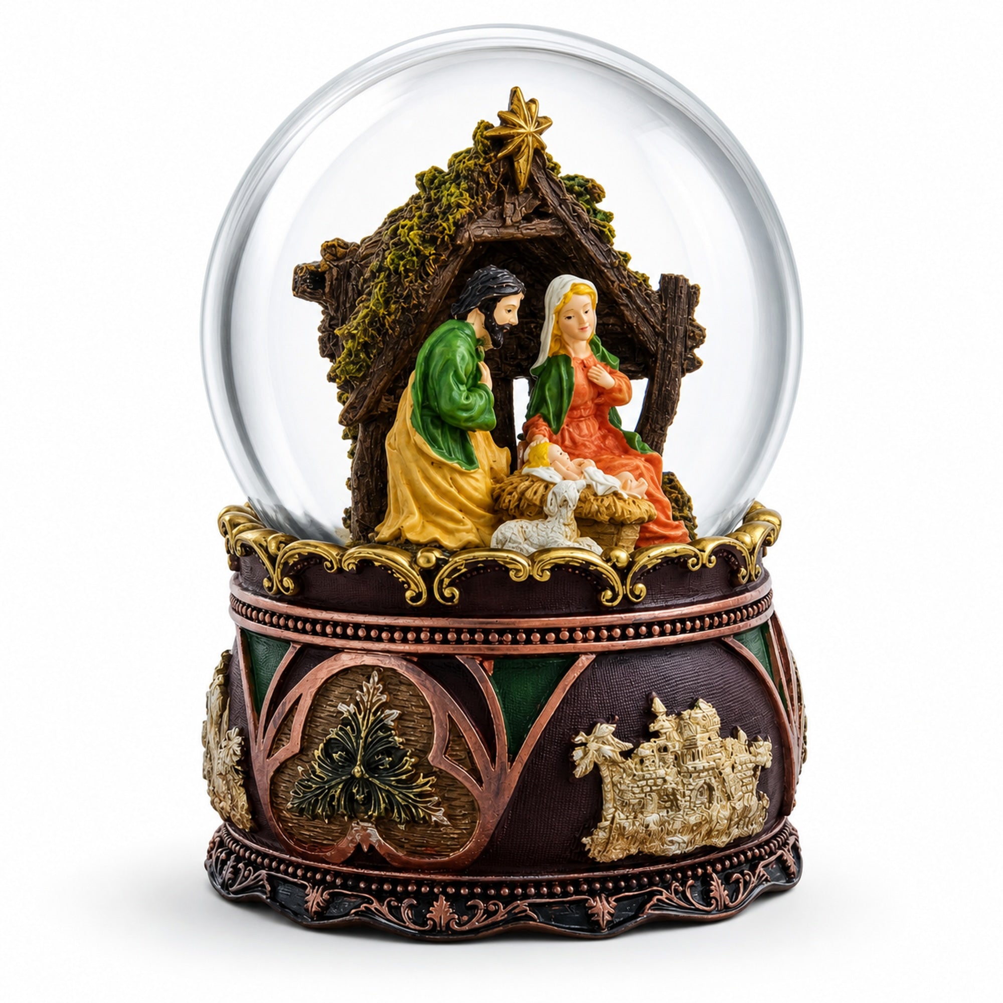 Nativity Serenity Water Snow Globe with "Silent Night" Music Box