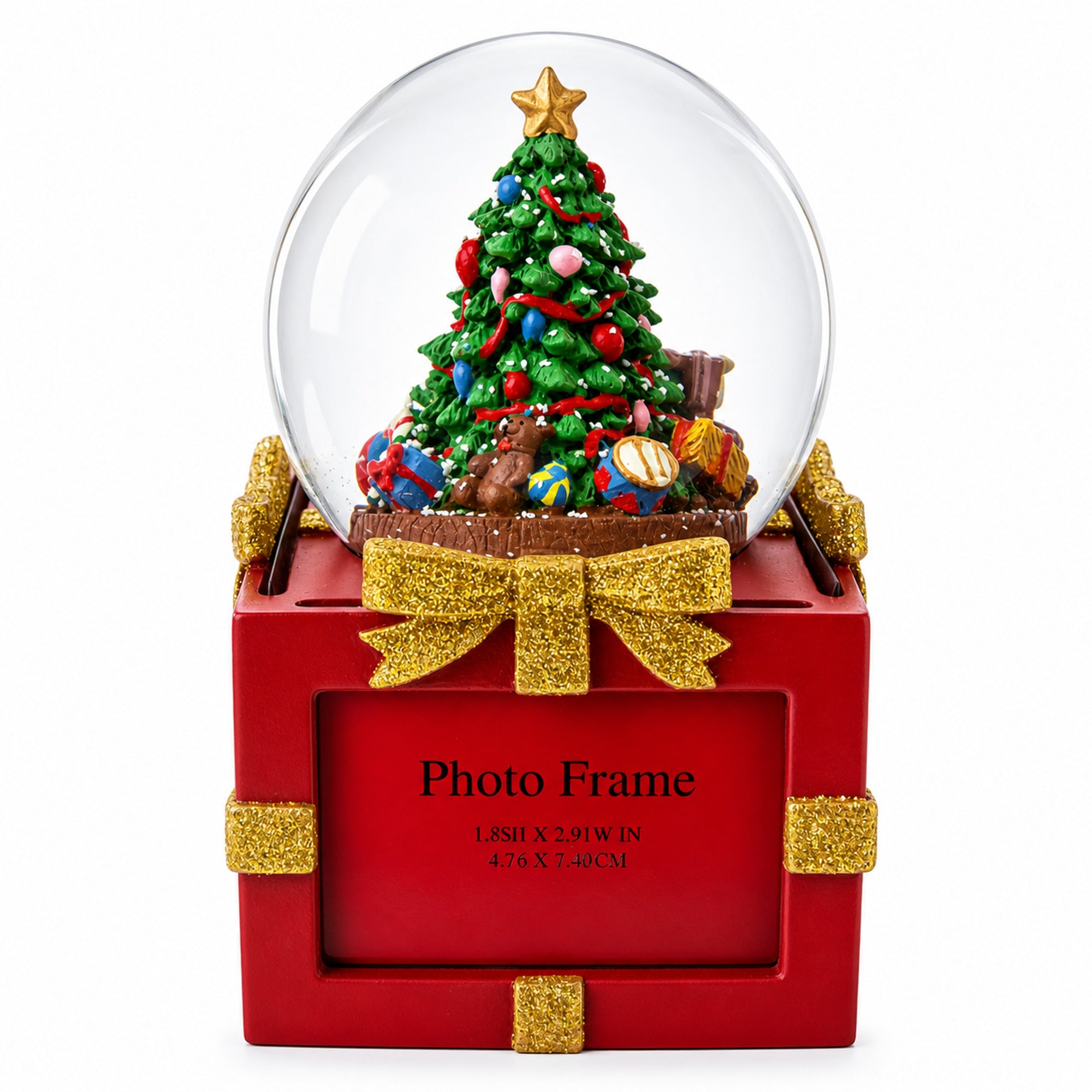 Four-Sided Picture Frame Christmas Tree Musical Water Snow Globe