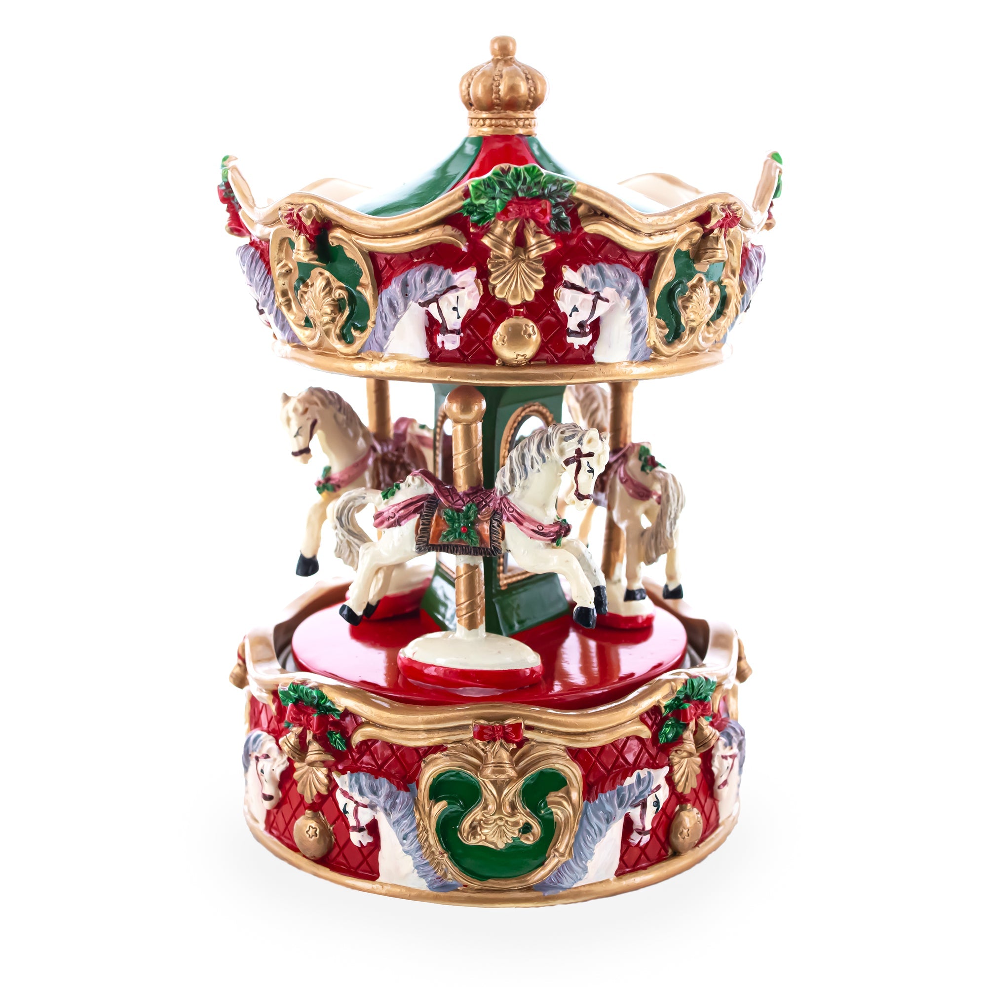 Animated Musical Christmas Carousel Figurine - Rotating Horse Music Box