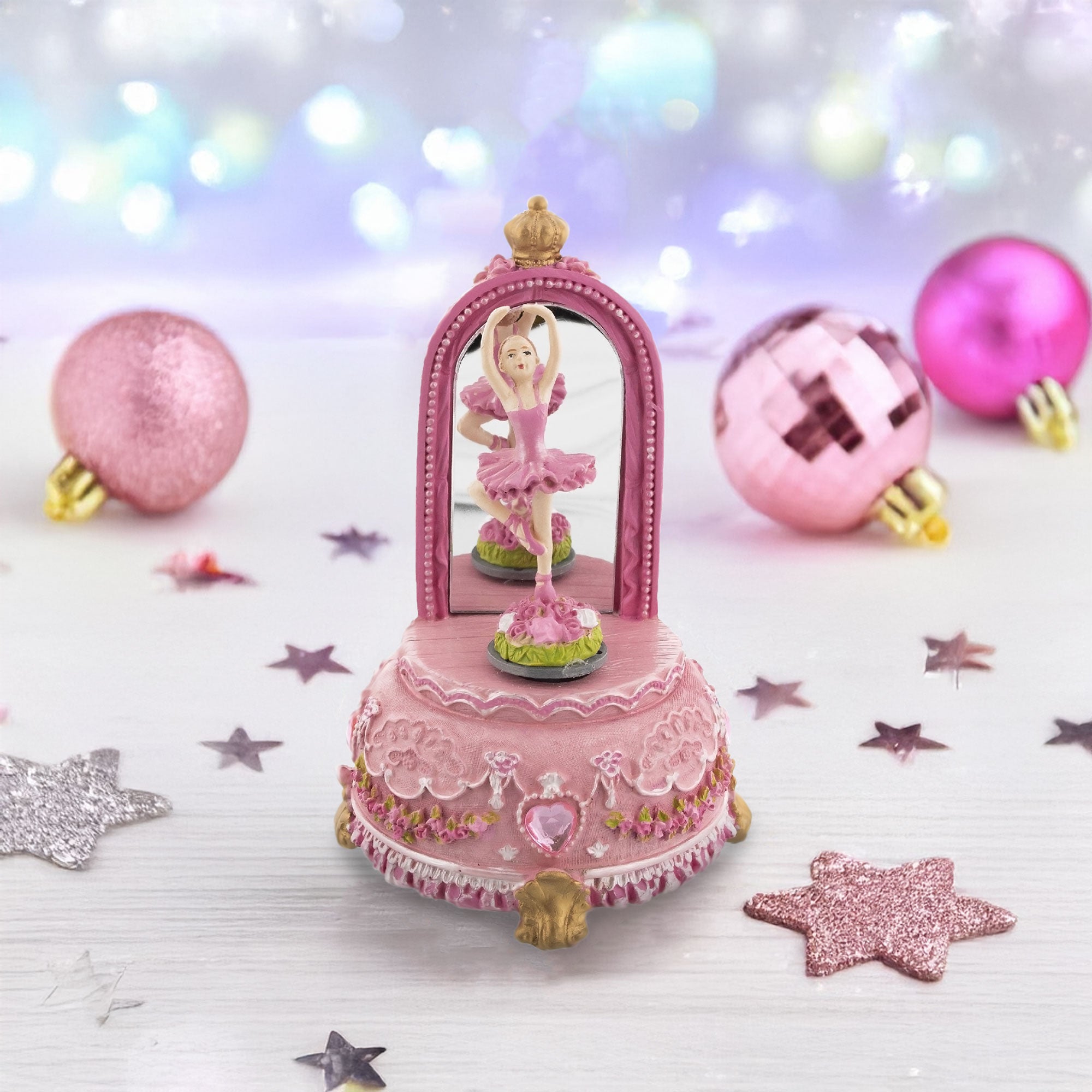 Animated Musical Ballerina Figurine - Rotating Swan Lake Mirror Music Box