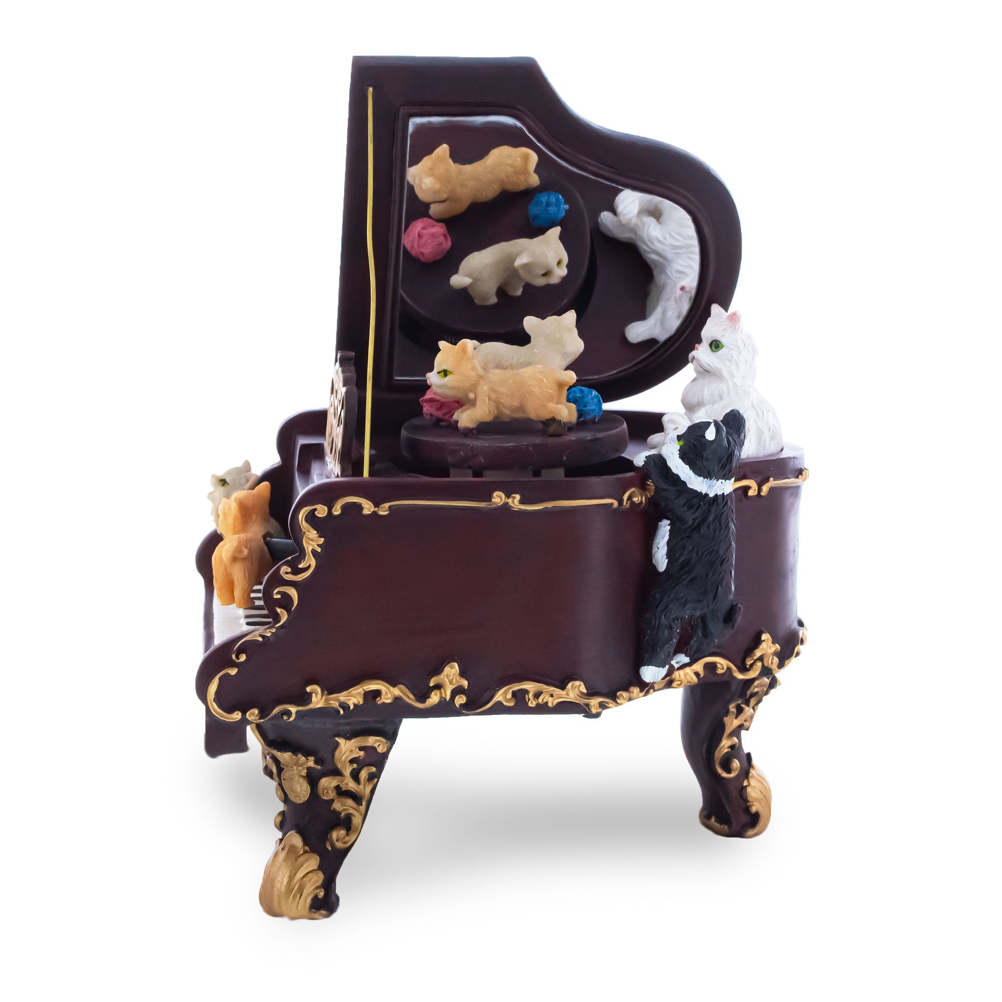 Animated Musical Piano Cat Figurine - Moving Kitten Keyboard Music Box