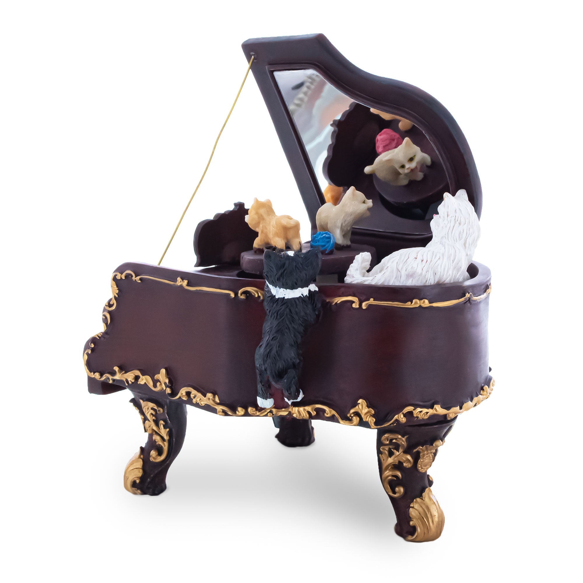 Animated Musical Piano Cat Figurine - Moving Kitten Keyboard Music Box