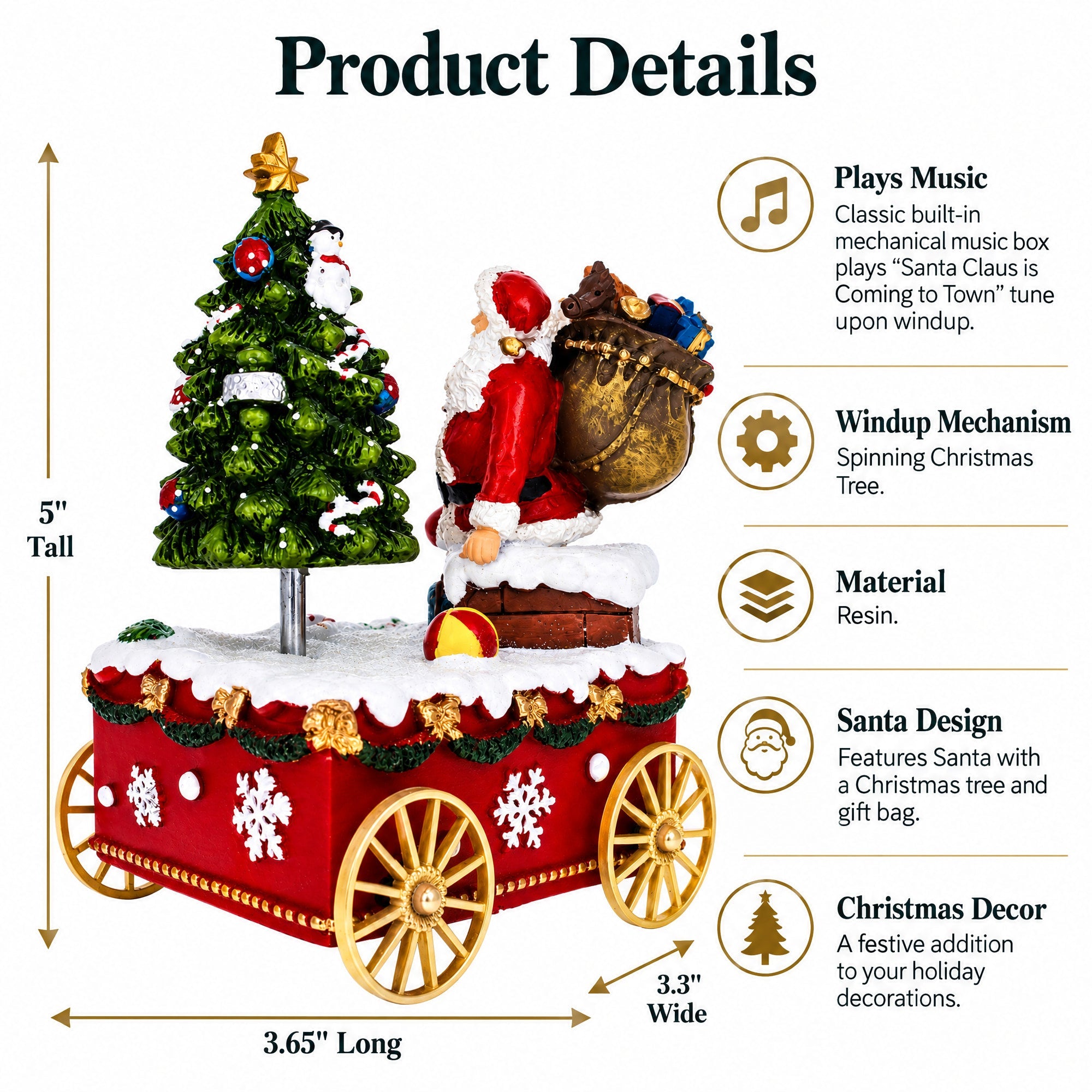 Spinning Christmas Tree Musical Box on Wheels