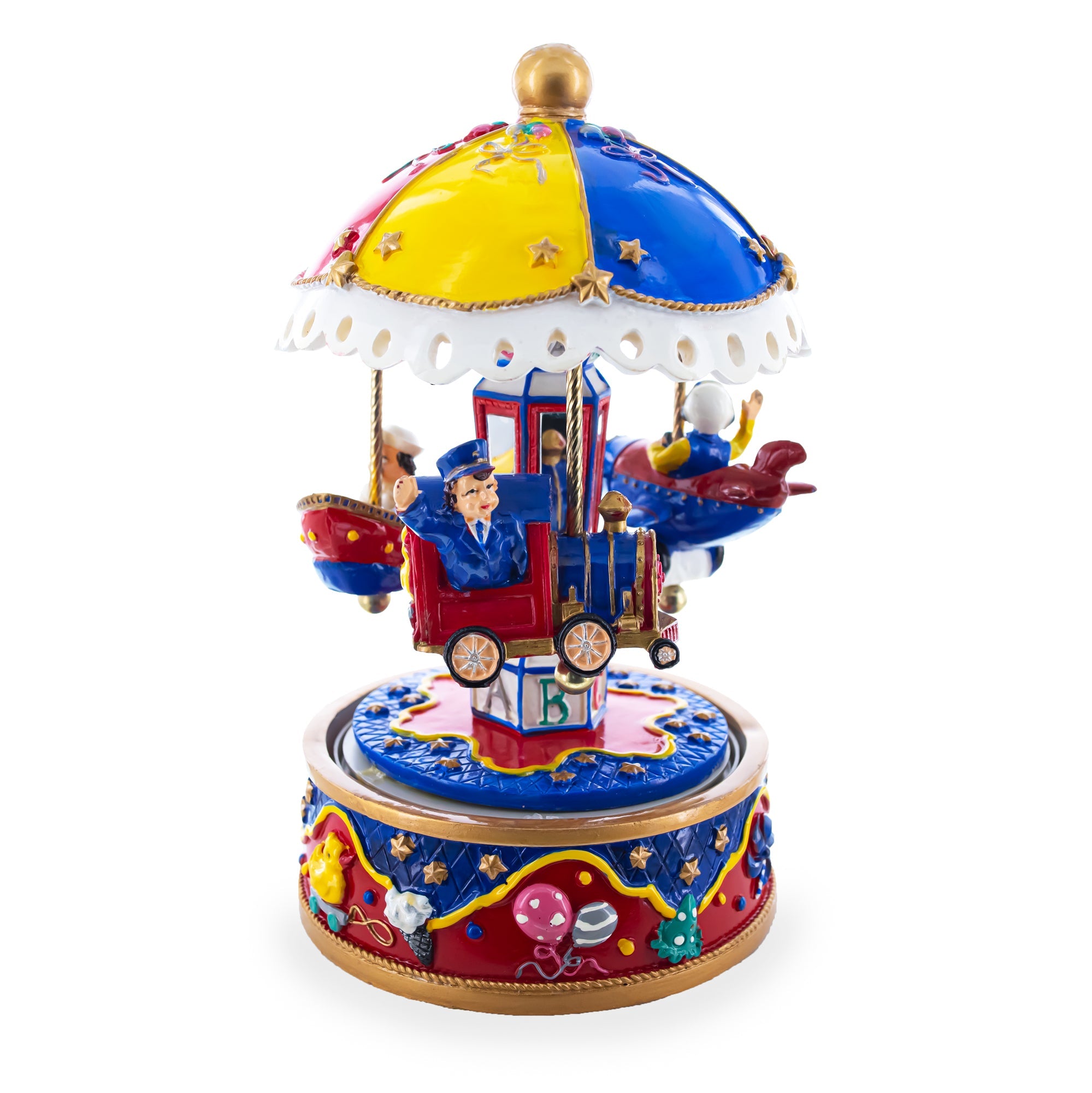 Animated Musical Carousel Figurine - Moving Train Airplane Boat Music Box