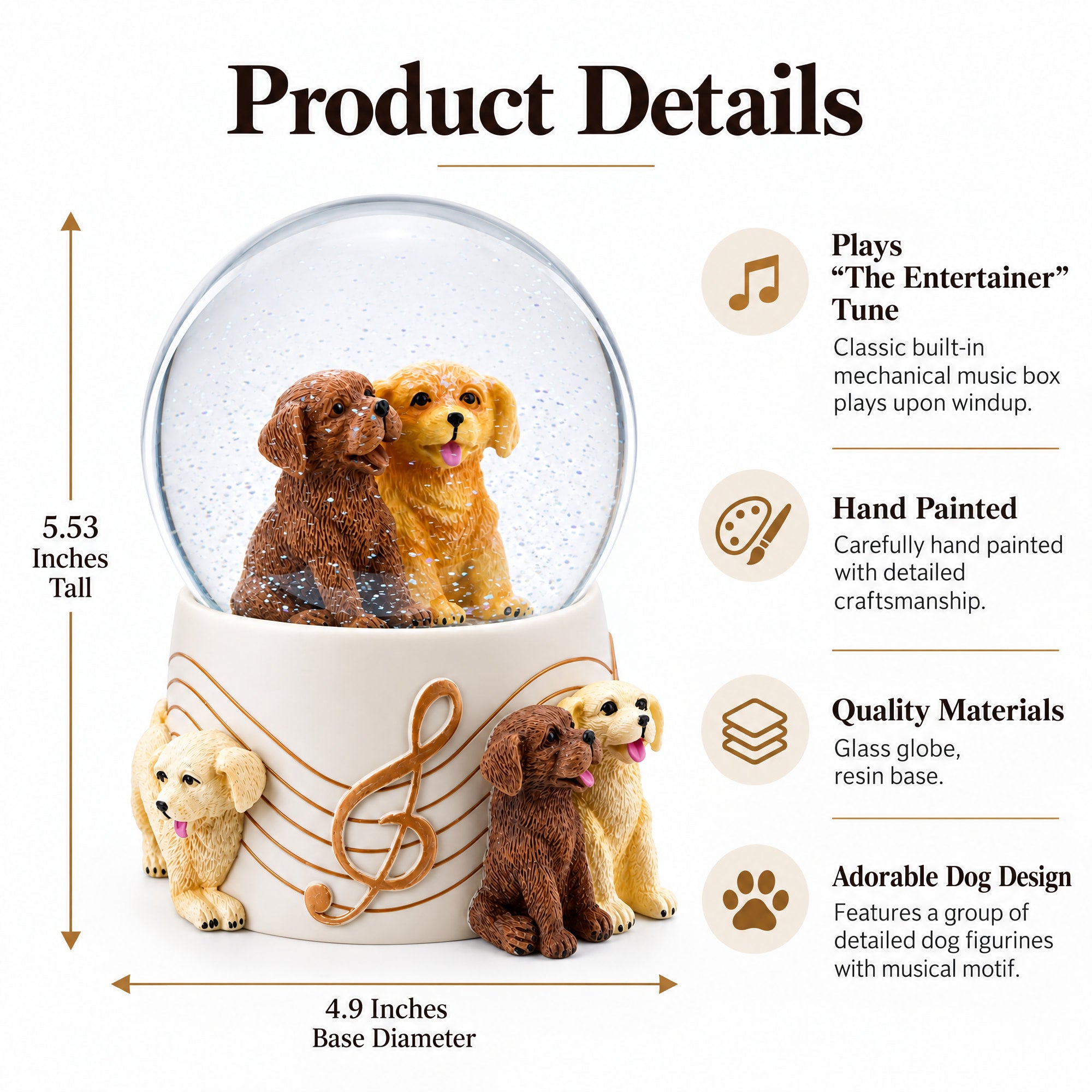 Dogs Party Musical Water Snow Globe