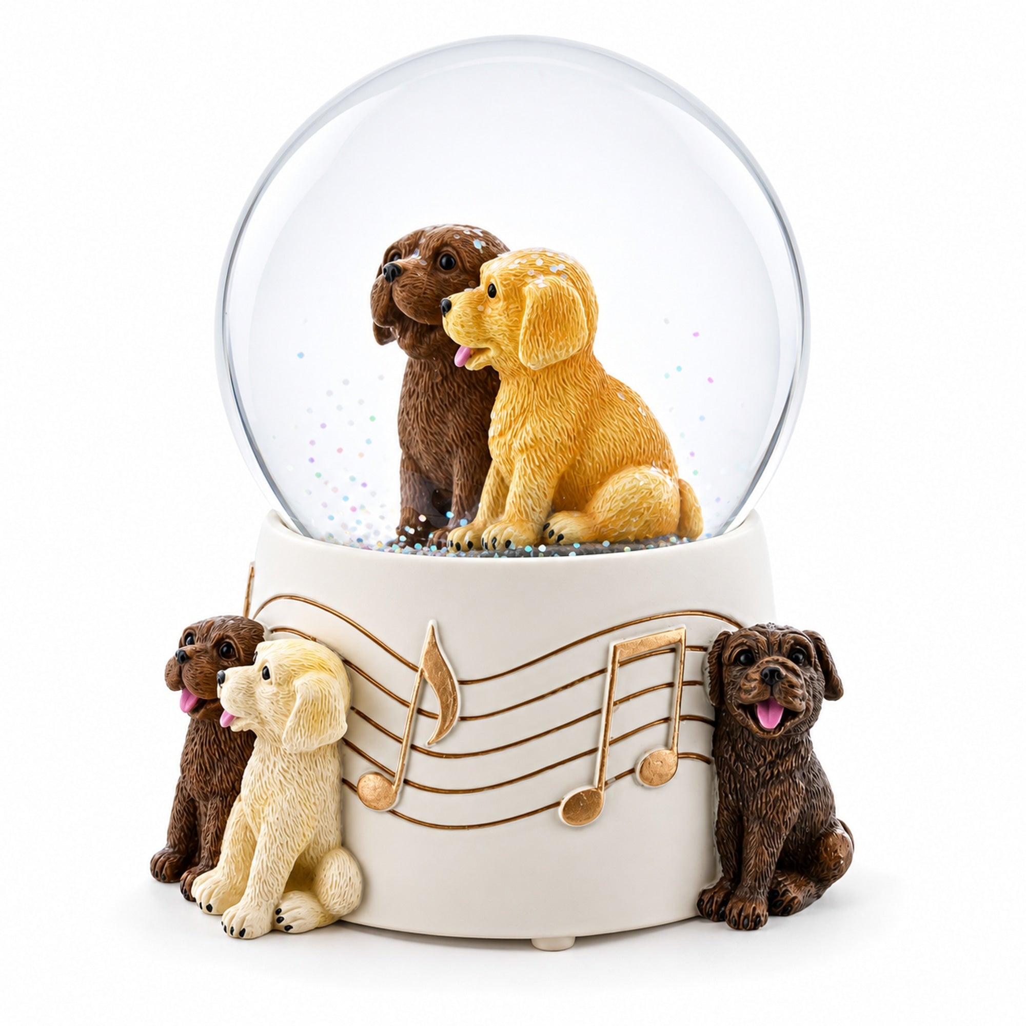 Dogs Party Musical Water Snow Globe