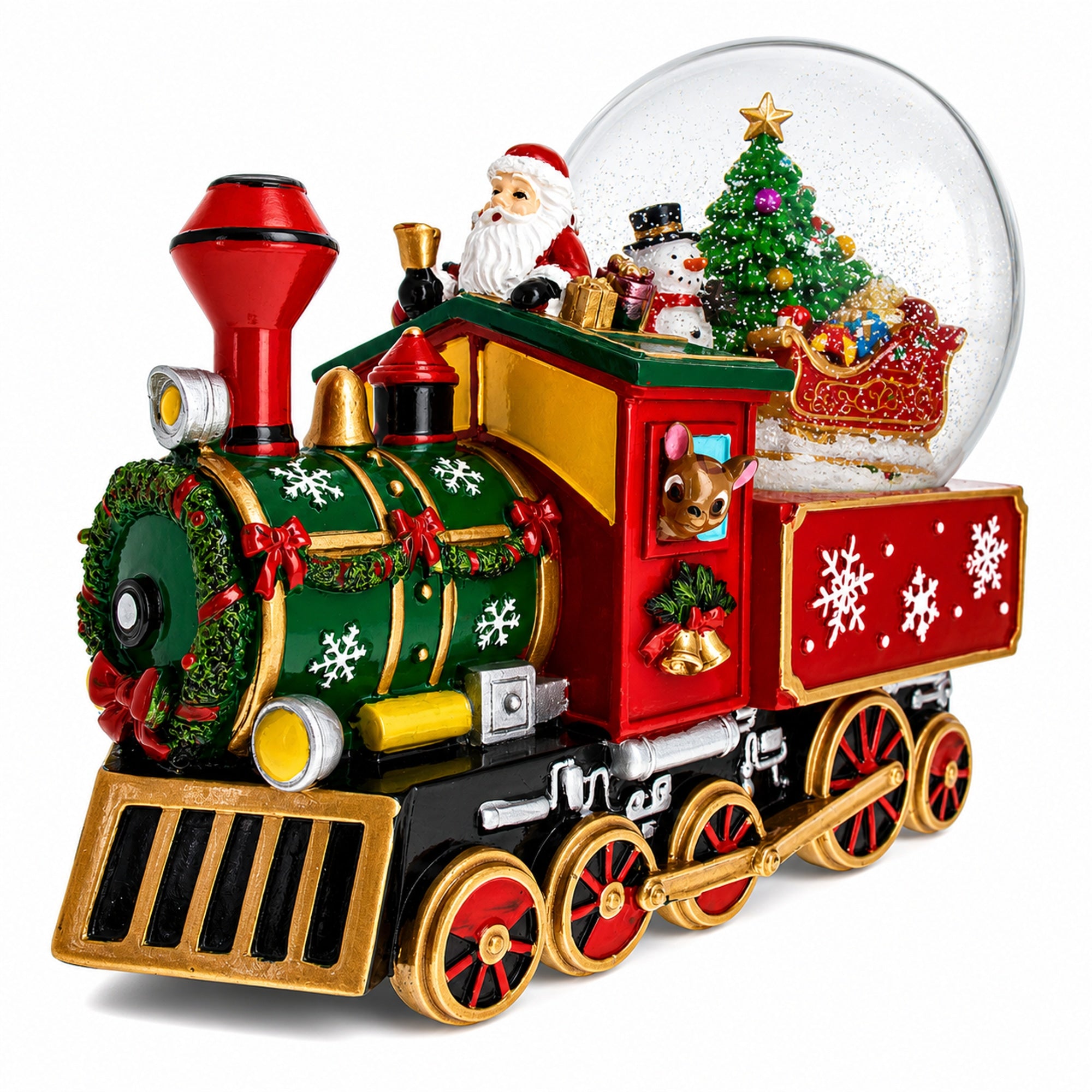 Santa Train Express Delivering Tree Musical Water Globe