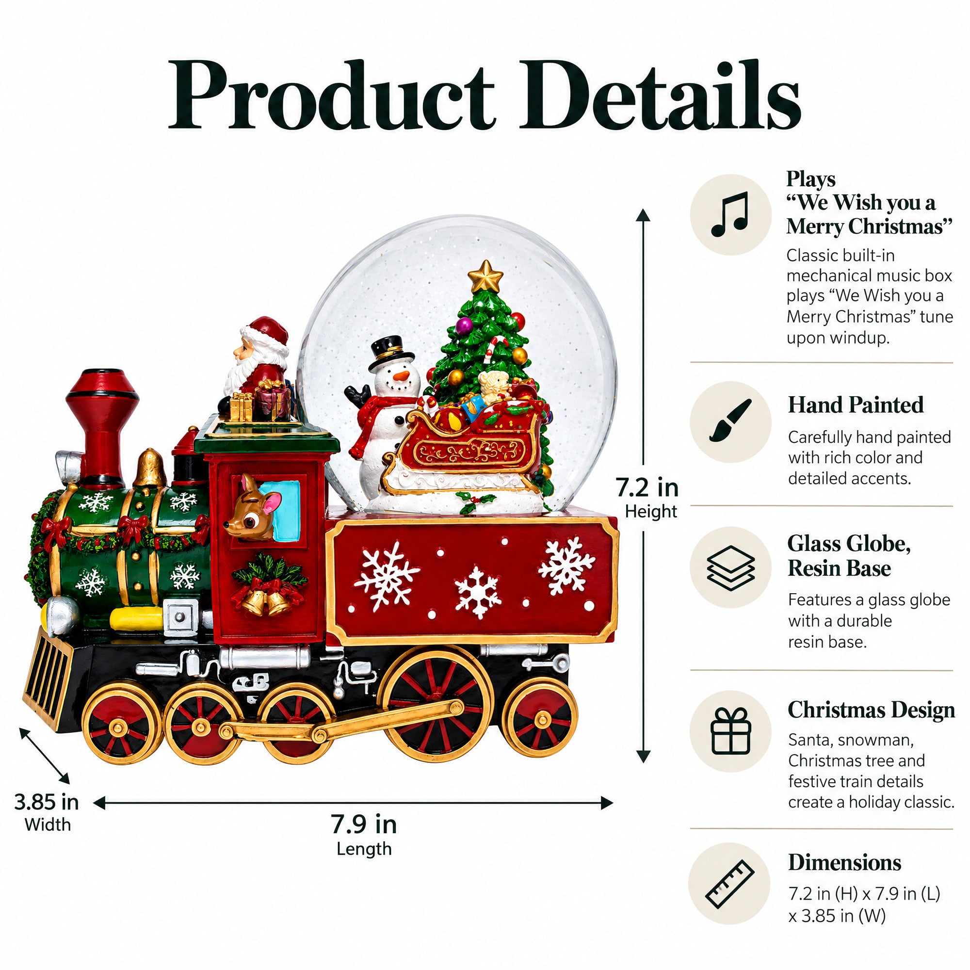 Santa Train Express Delivering Tree Musical Water Globe