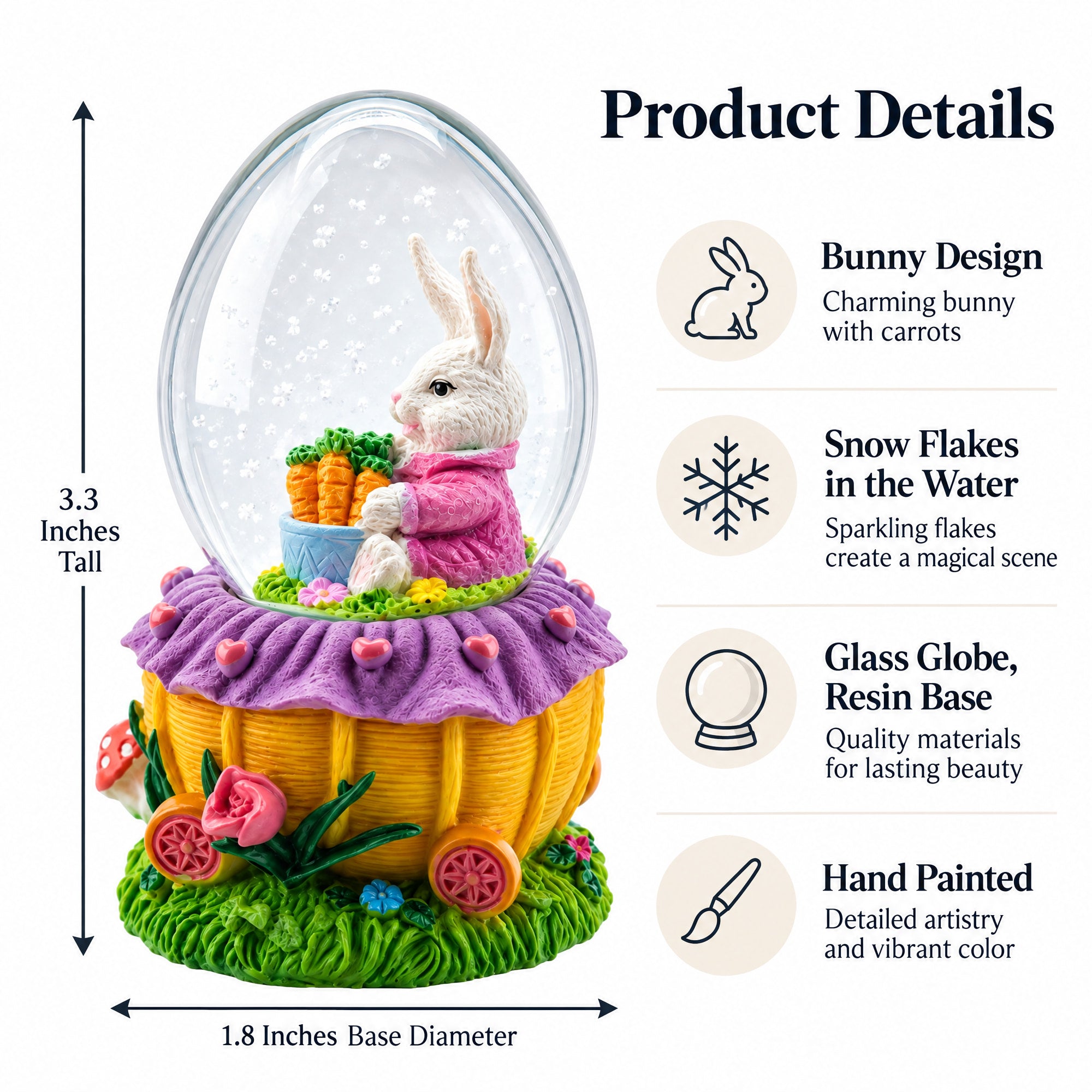 Bunny and Carrots Basket Water Globe