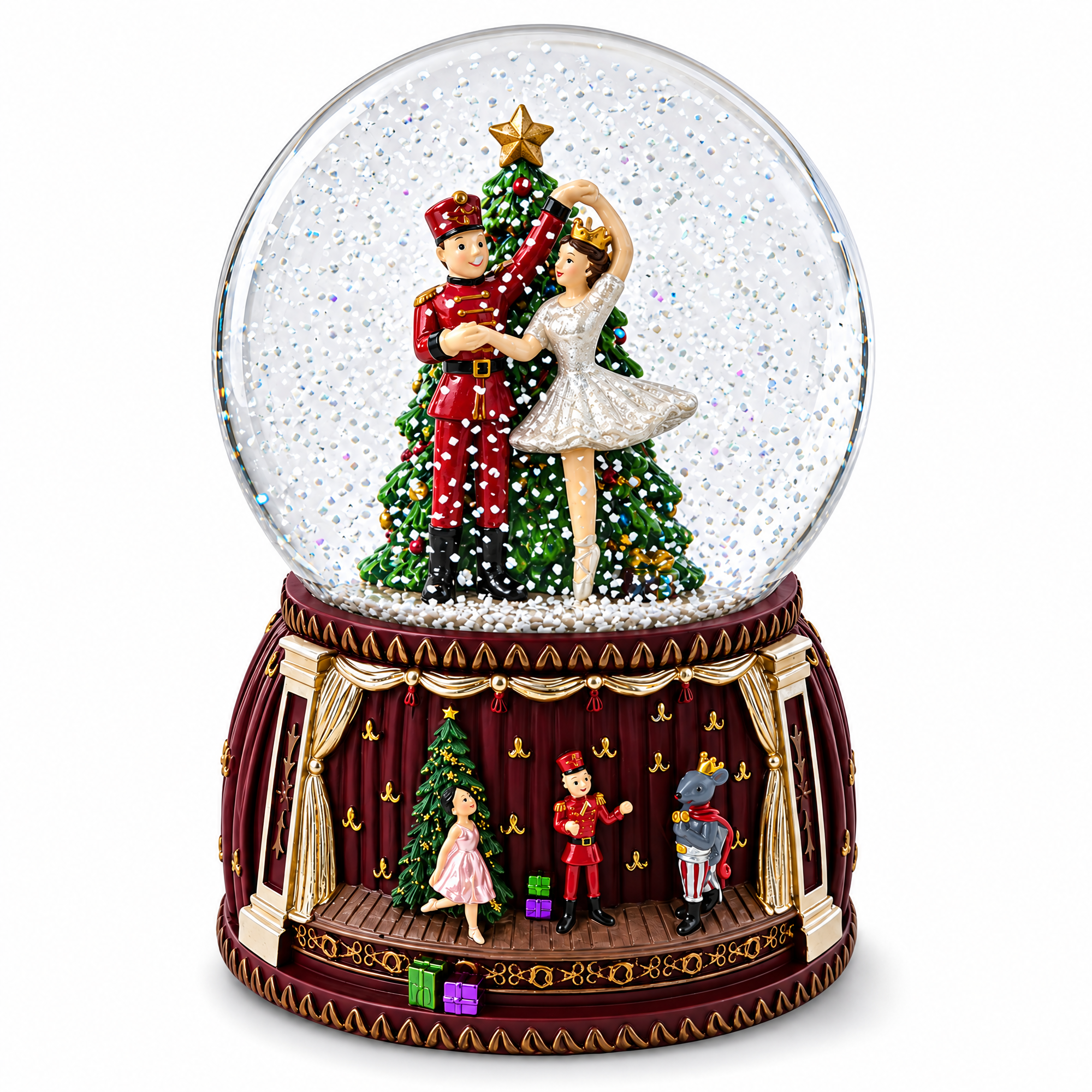 Dancing Nutcracker and Ballerina Musical Water Snow Globe